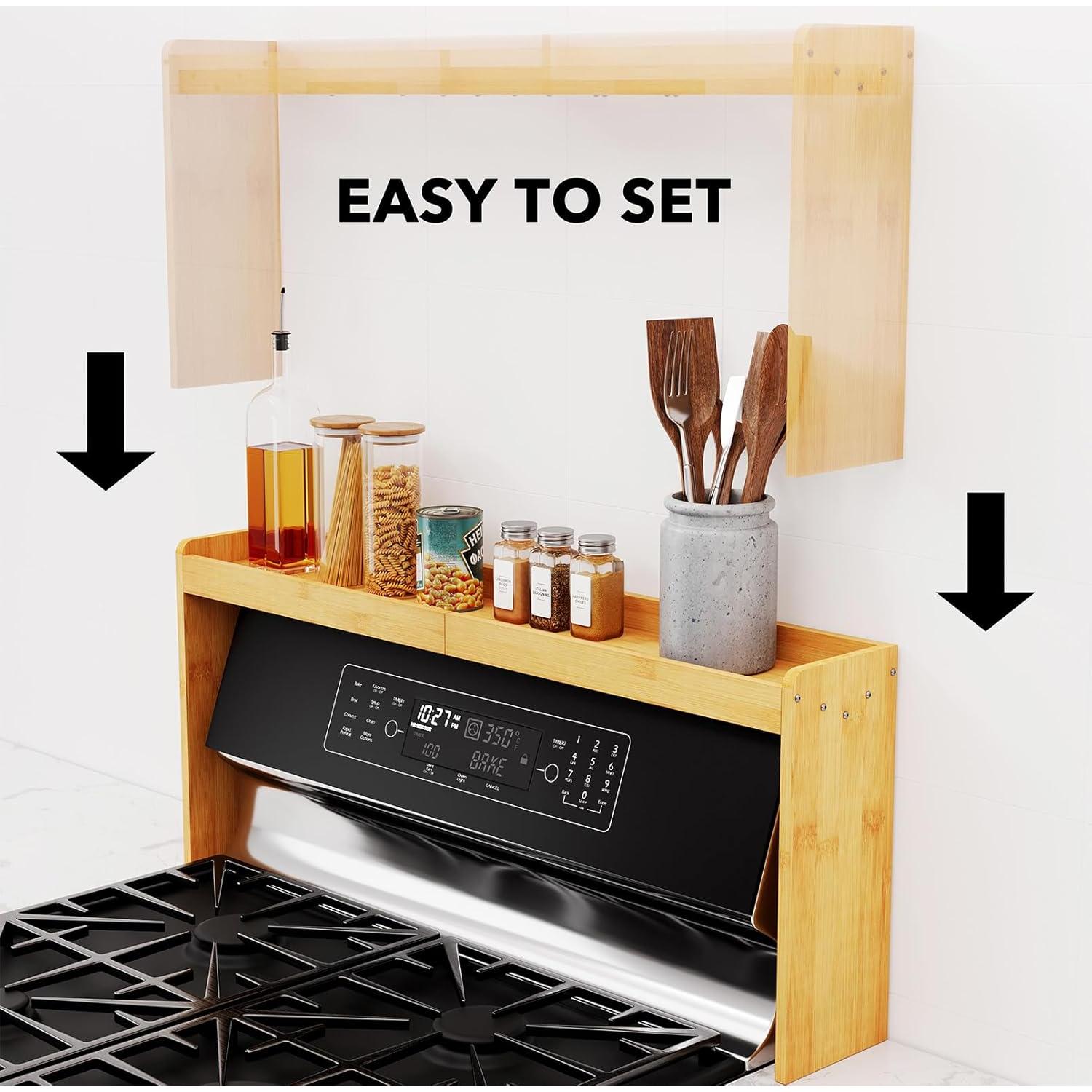 Estante para Especias SpaceAid de Bambú 80 cm sobre Estufa