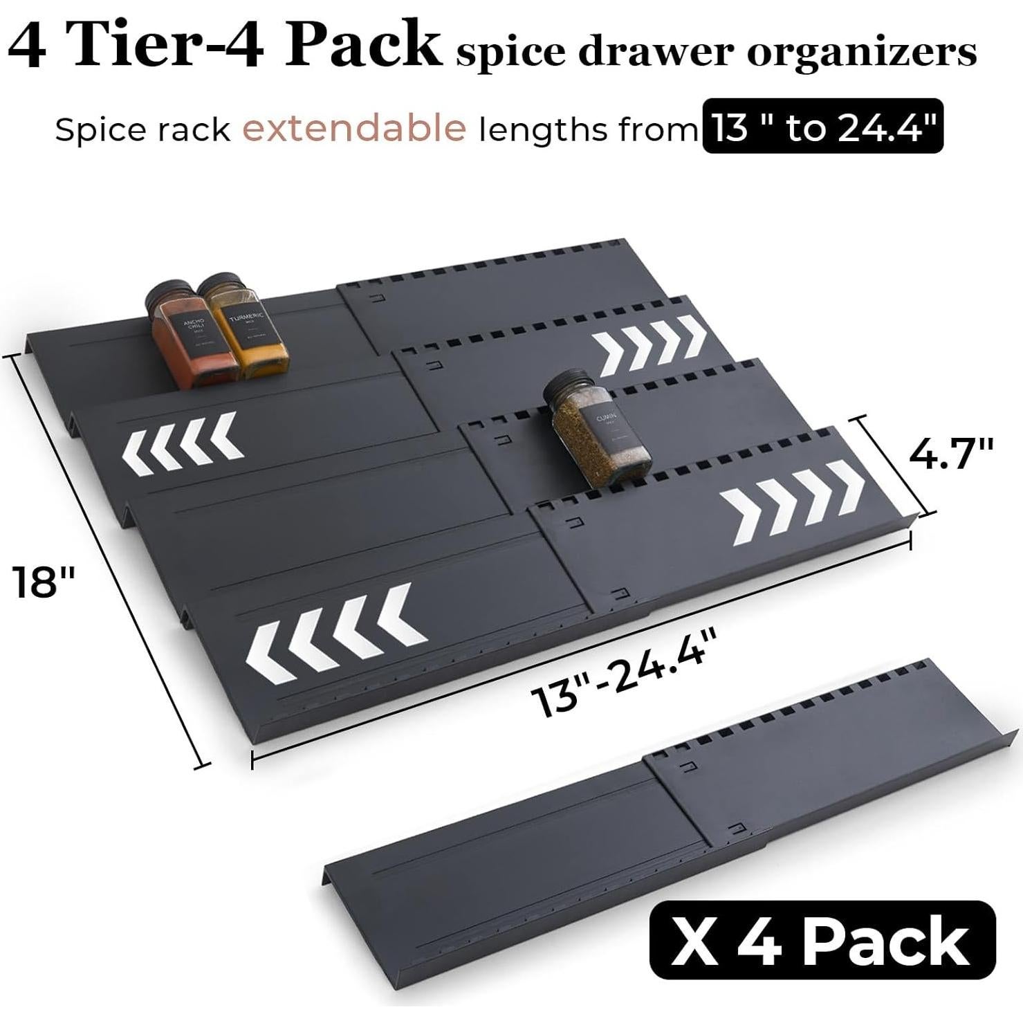 Organizador de Cajones para Especias Homhut - 4 Niveles Expandible