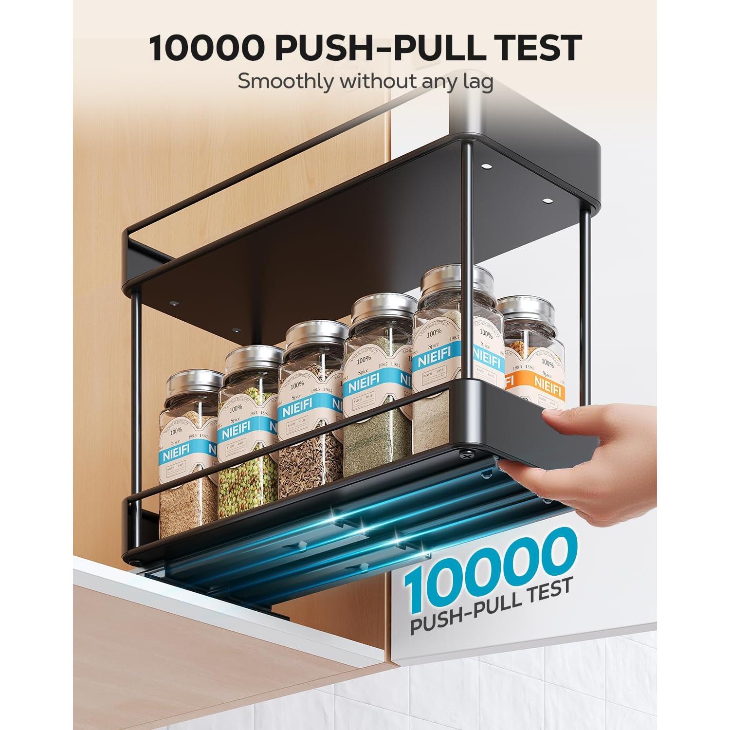 Organizador de Especias Nieifi Vertical 2 Niveles Metal Negro