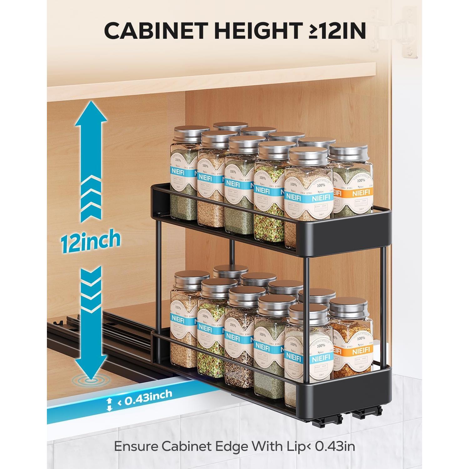 Organizador de Especias Nieifi Vertical 2 Niveles Metal Negro