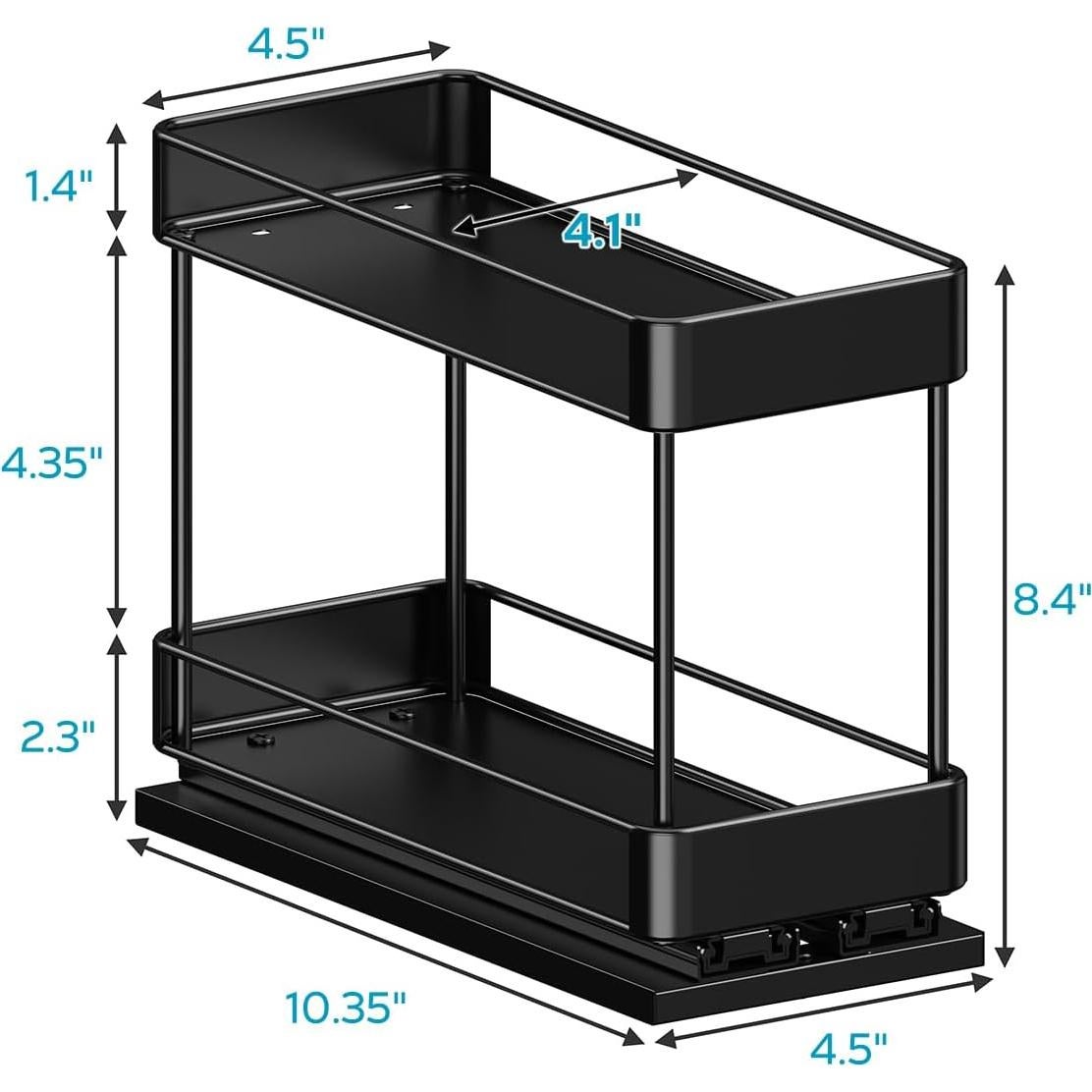 Organizador de Especias Nieifi Vertical 2 Niveles Metal Negro