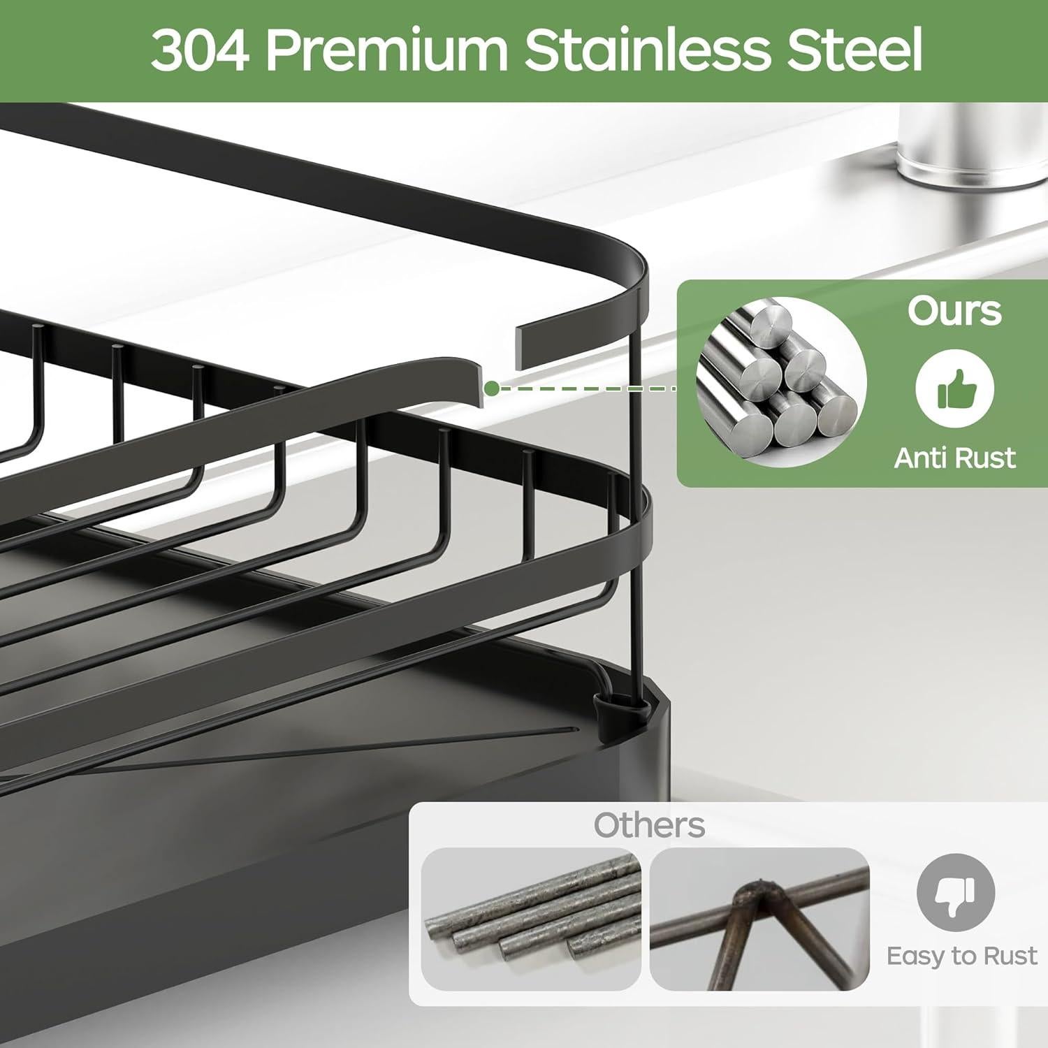 Escurridor de Platos ROTTOGOON Acero Inoxidable 41.1x32cm Negro