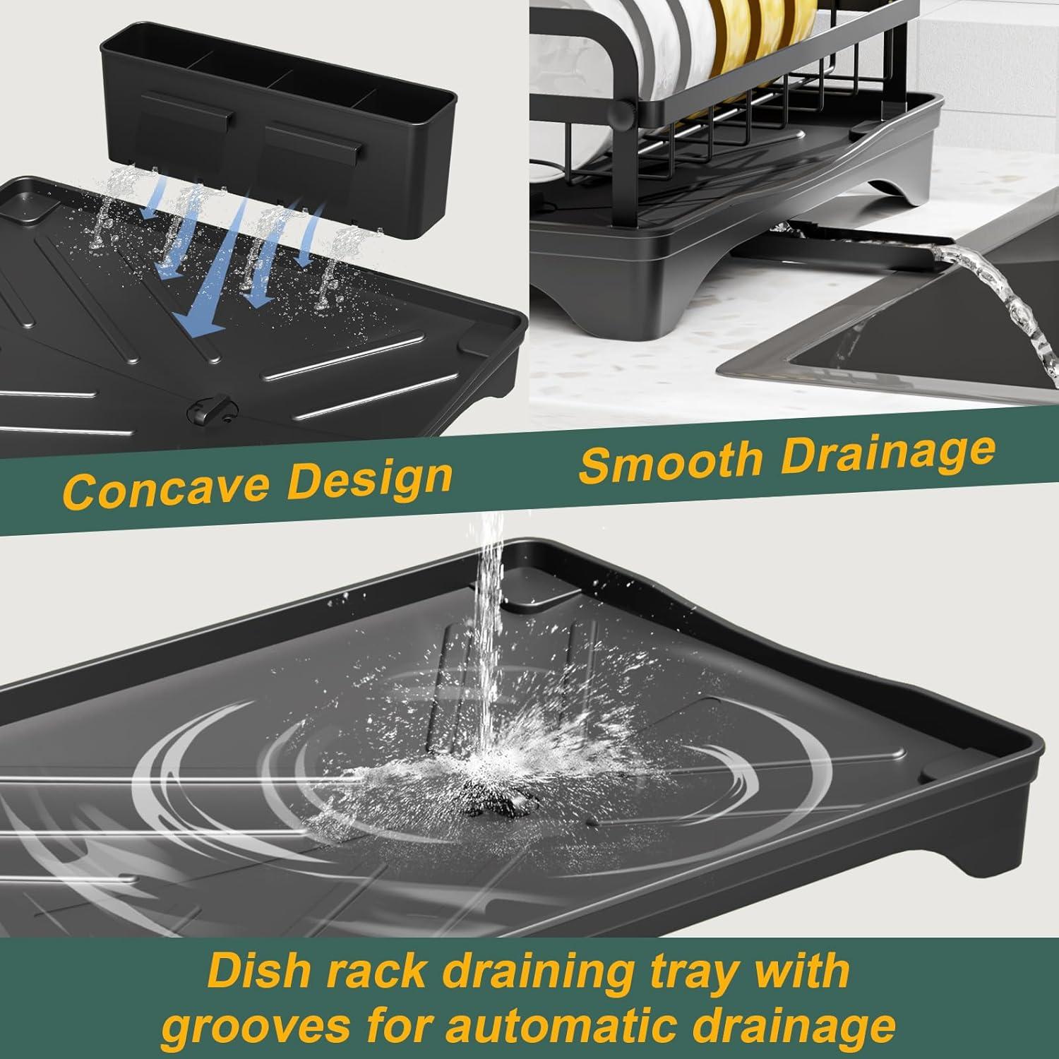 Estante para Secar Platos LIYI de Metal Negro Ajustable