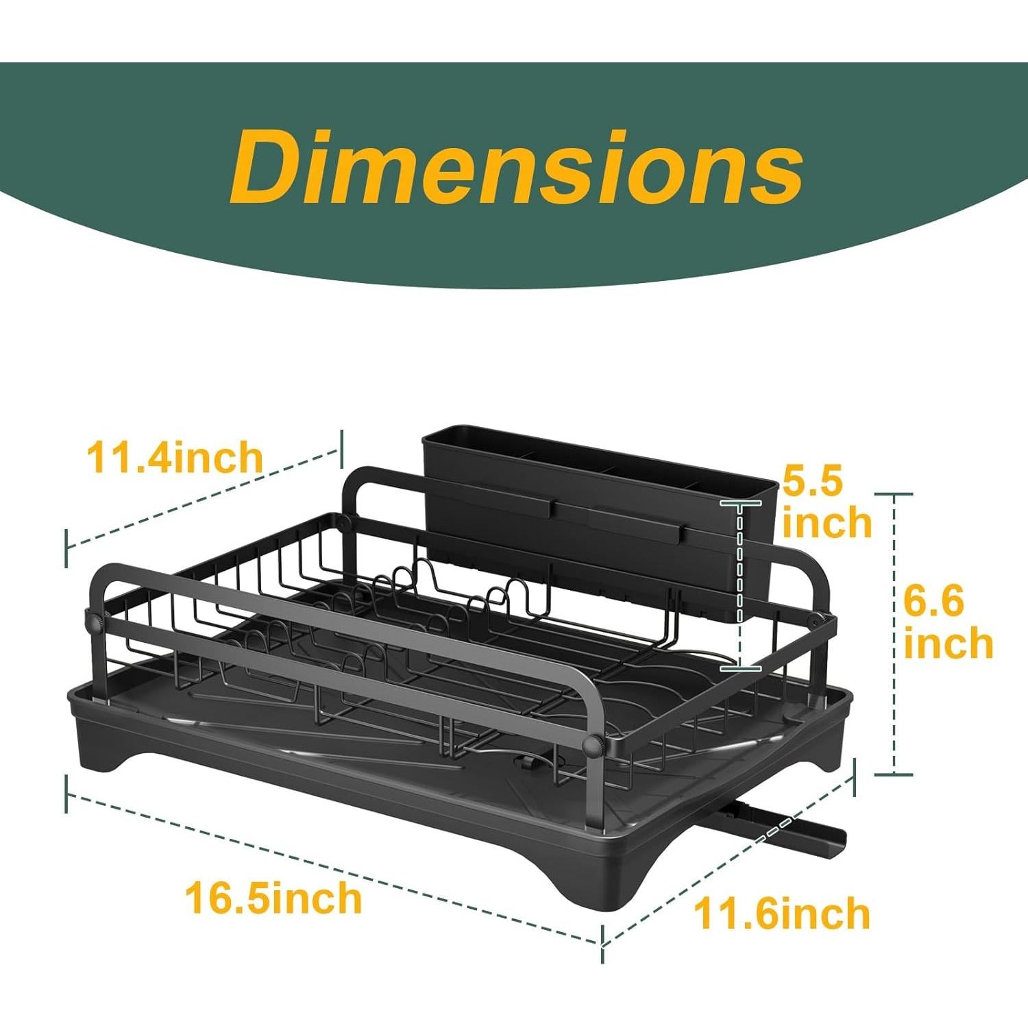 Estante para Secar Platos LIYI de Metal Negro Ajustable