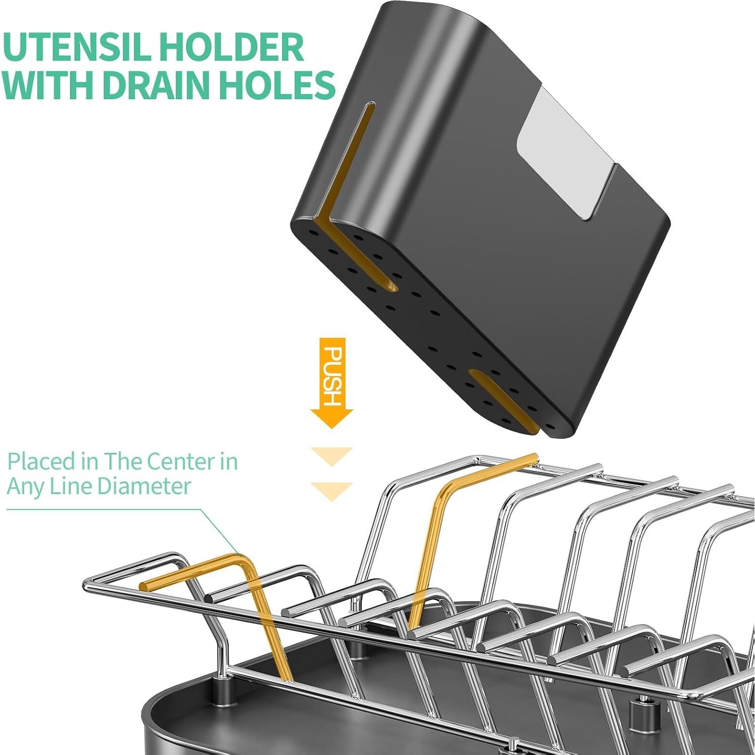 Escurridor de Platos Compacto Urackify 30.5-47cm Negro