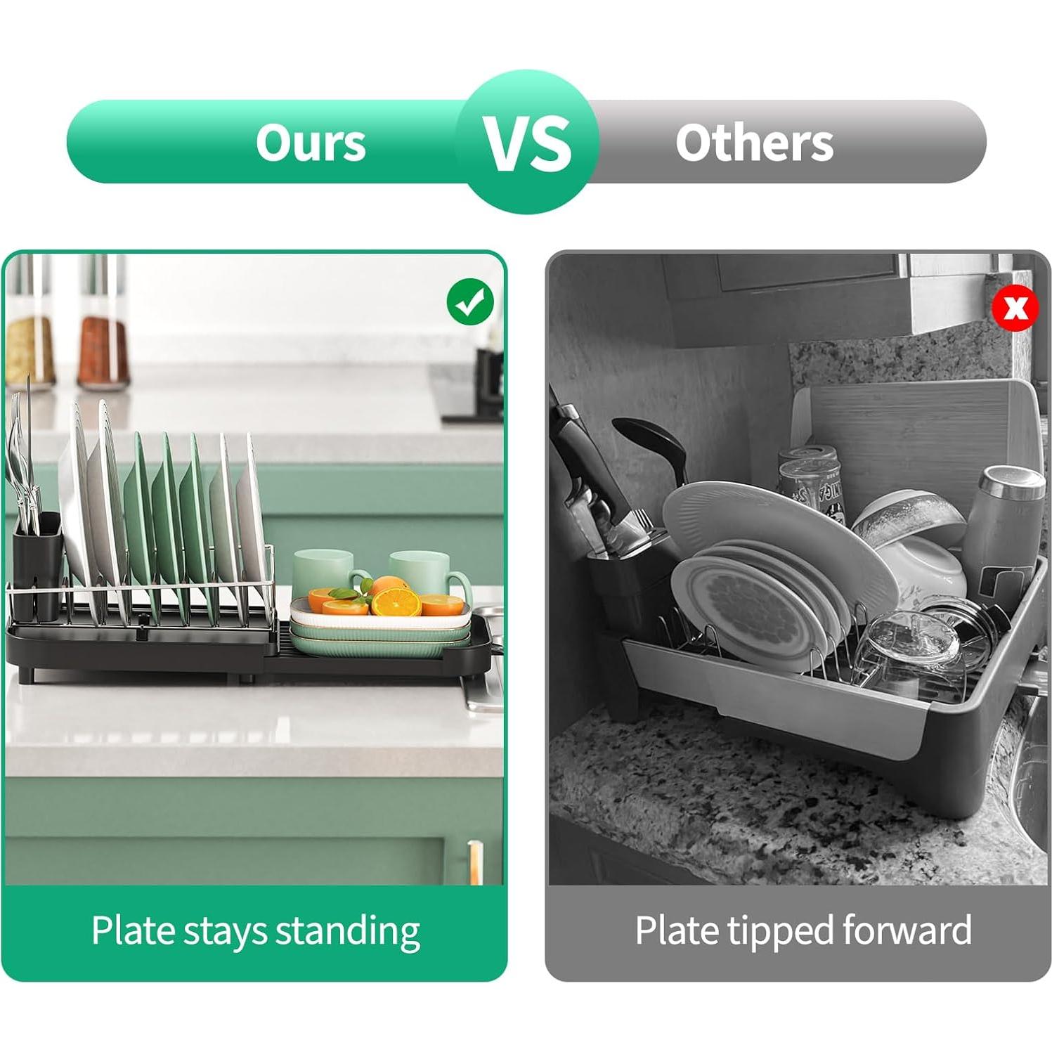 Escurridor de Platos Compacto Urackify 30.5-47cm Negro