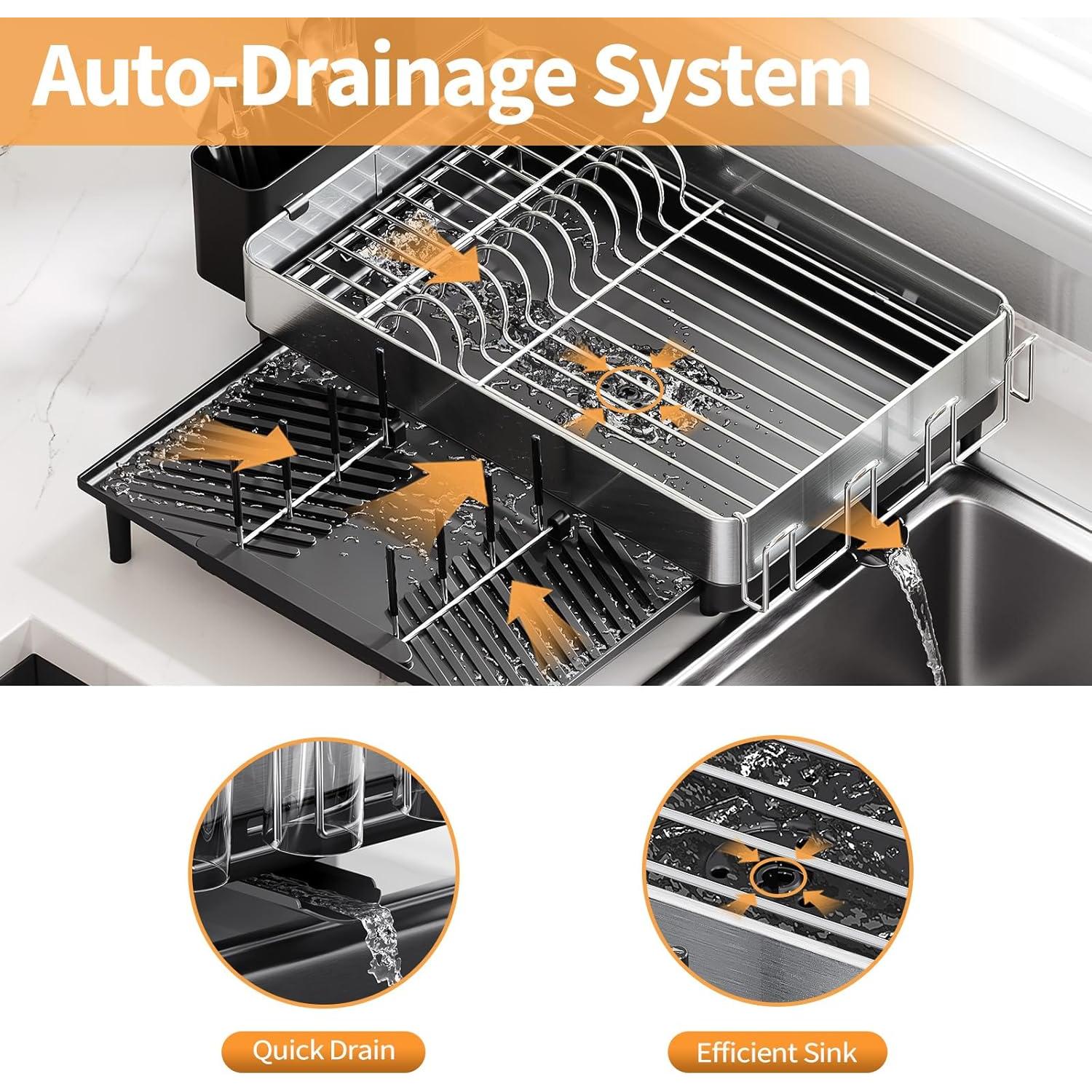 Escurridor de Platos Expandible Urackify Acero Inoxidable 304