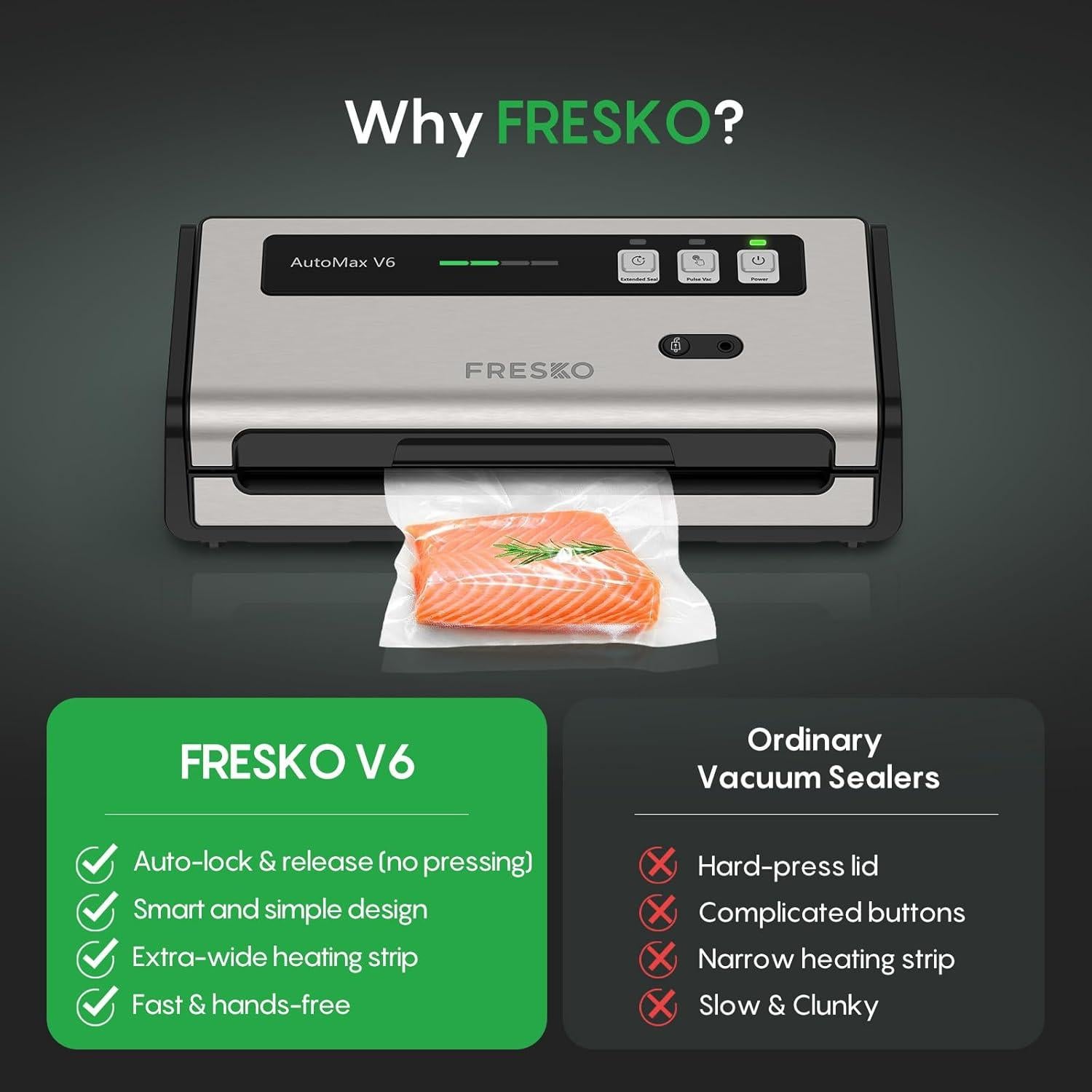 Sellador al Vacío FRESKO V6 Automático con Cortador y 2 Rollos