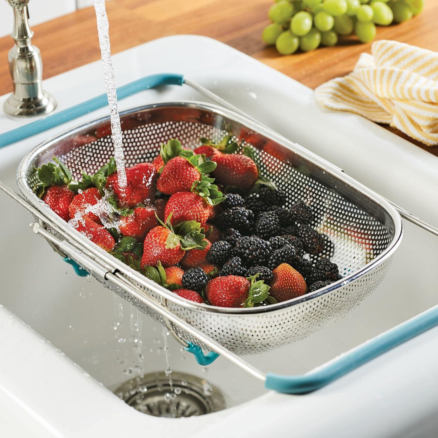 Colador Rachael Ray 4.5L Acero Inoxidable Azul Agave