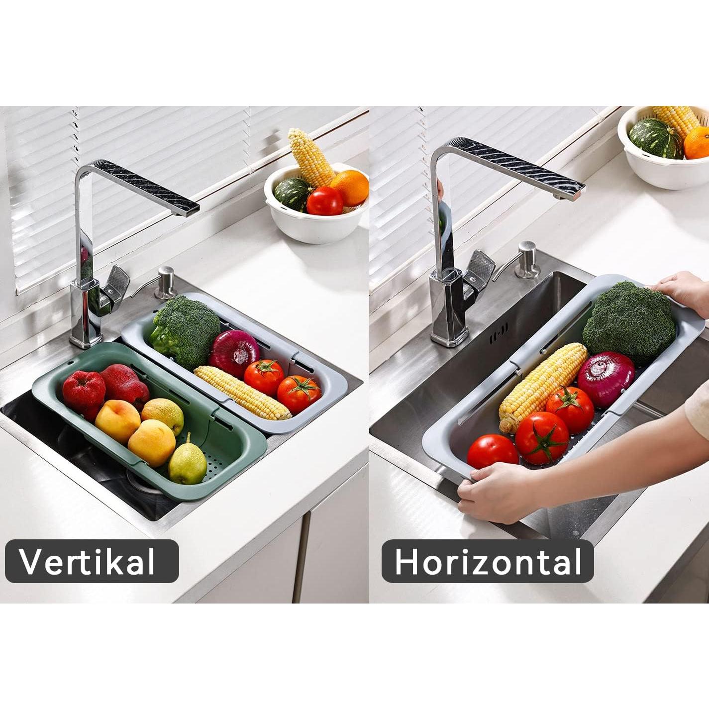 Colador de Fregadero Extensible Bedeco 34.5-48cm Gris Oscuro