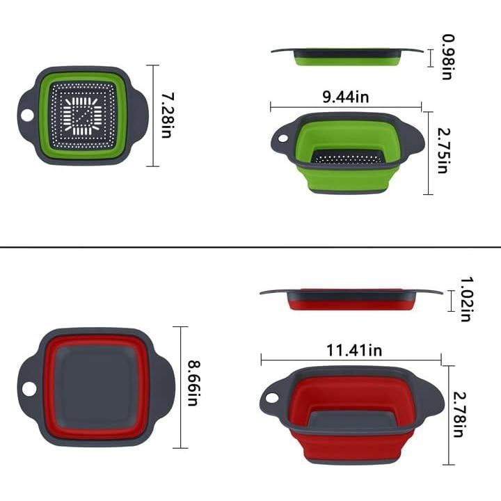 Juego de coladores plegables QiMH 3 en 1 de silicona 6L
