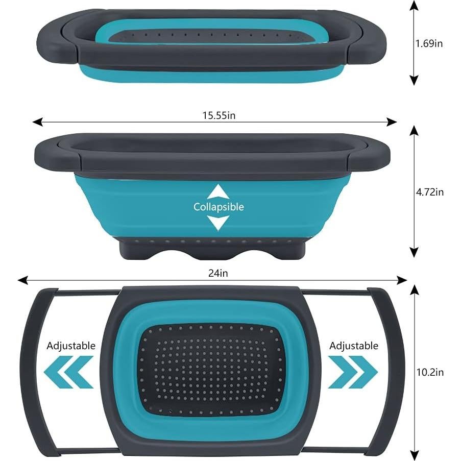 Juego de coladores plegables QiMH 3 en 1 de silicona 6L