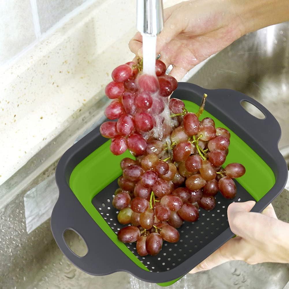 Juego de coladores plegables QiMH 3 en 1 de silicona 6L