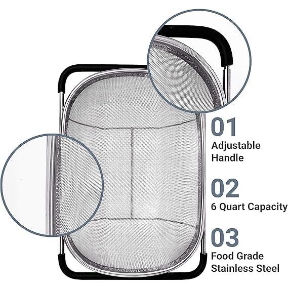 Colador Expandible de Acero Inoxidable Genérico 6 Cuartos