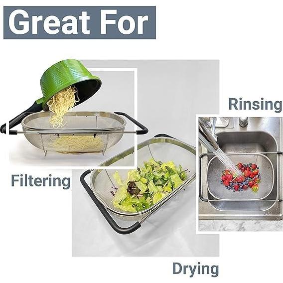 Colador Expandible de Acero Inoxidable Genérico 6 Cuartos