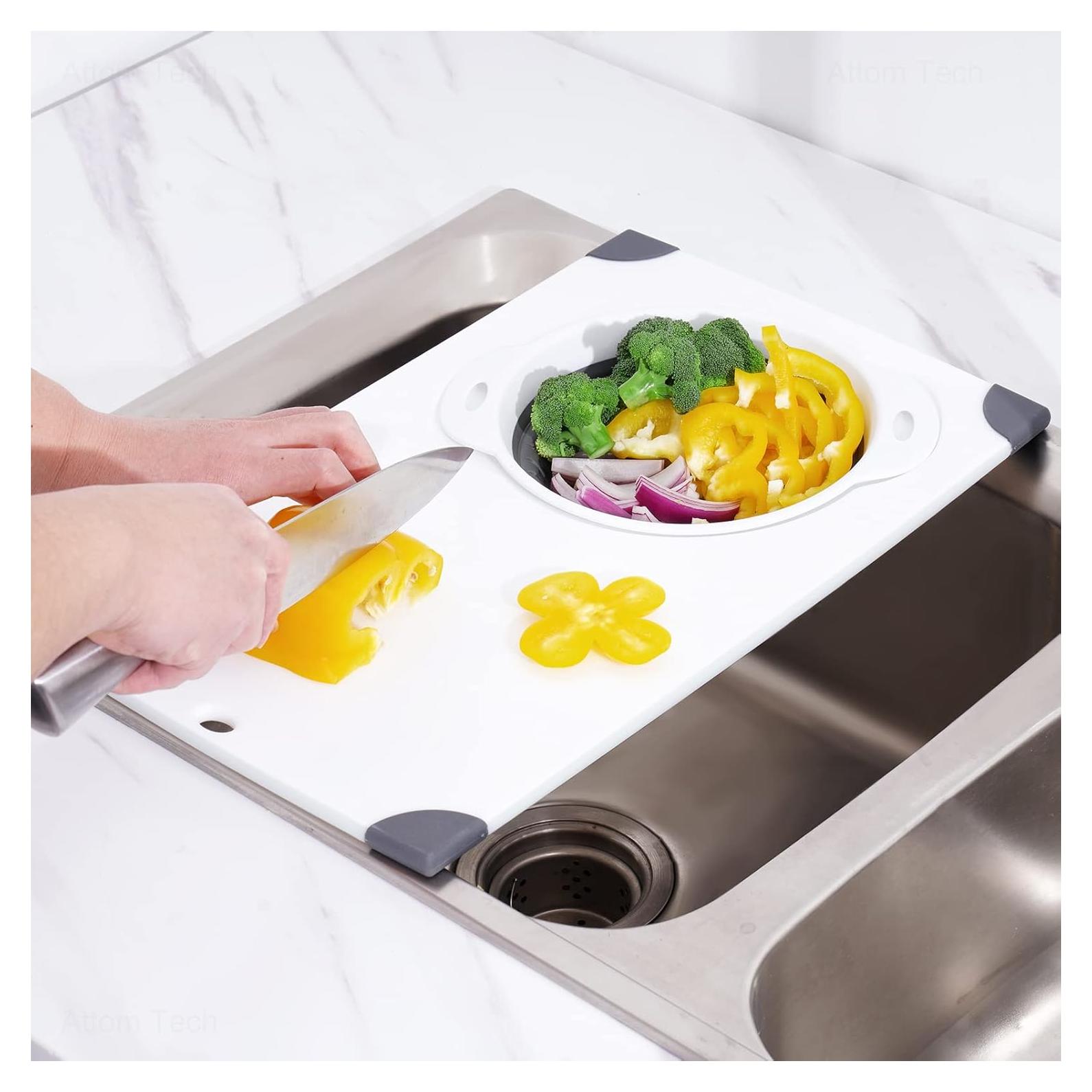 Tabla de Cortar NiHome 2-en-1 con Colador Plegable 45x28cm