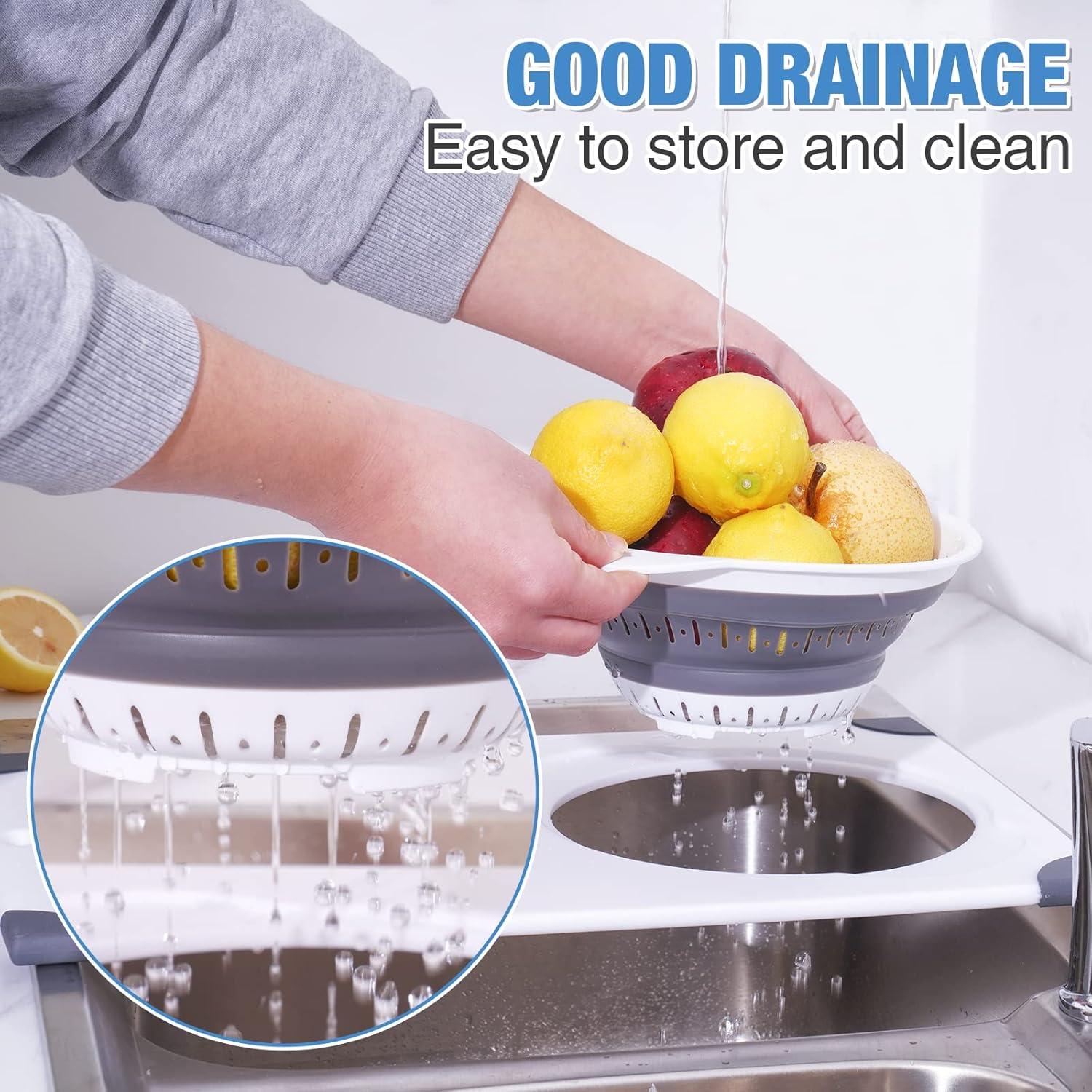 Tabla de Cortar NiHome 2-en-1 con Colador Plegable 45x28cm