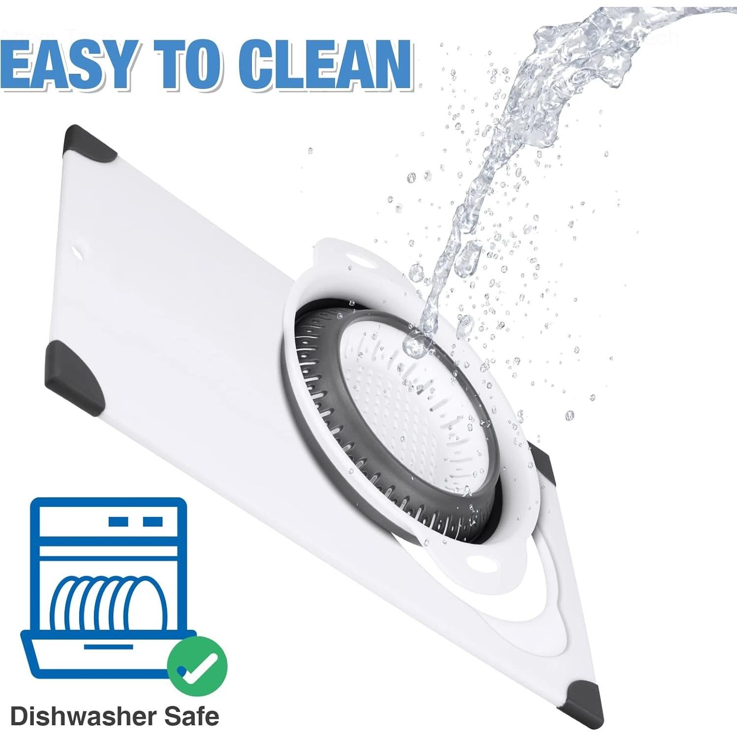 Tabla de Cortar NiHome 2-en-1 con Colador Plegable 45x28cm