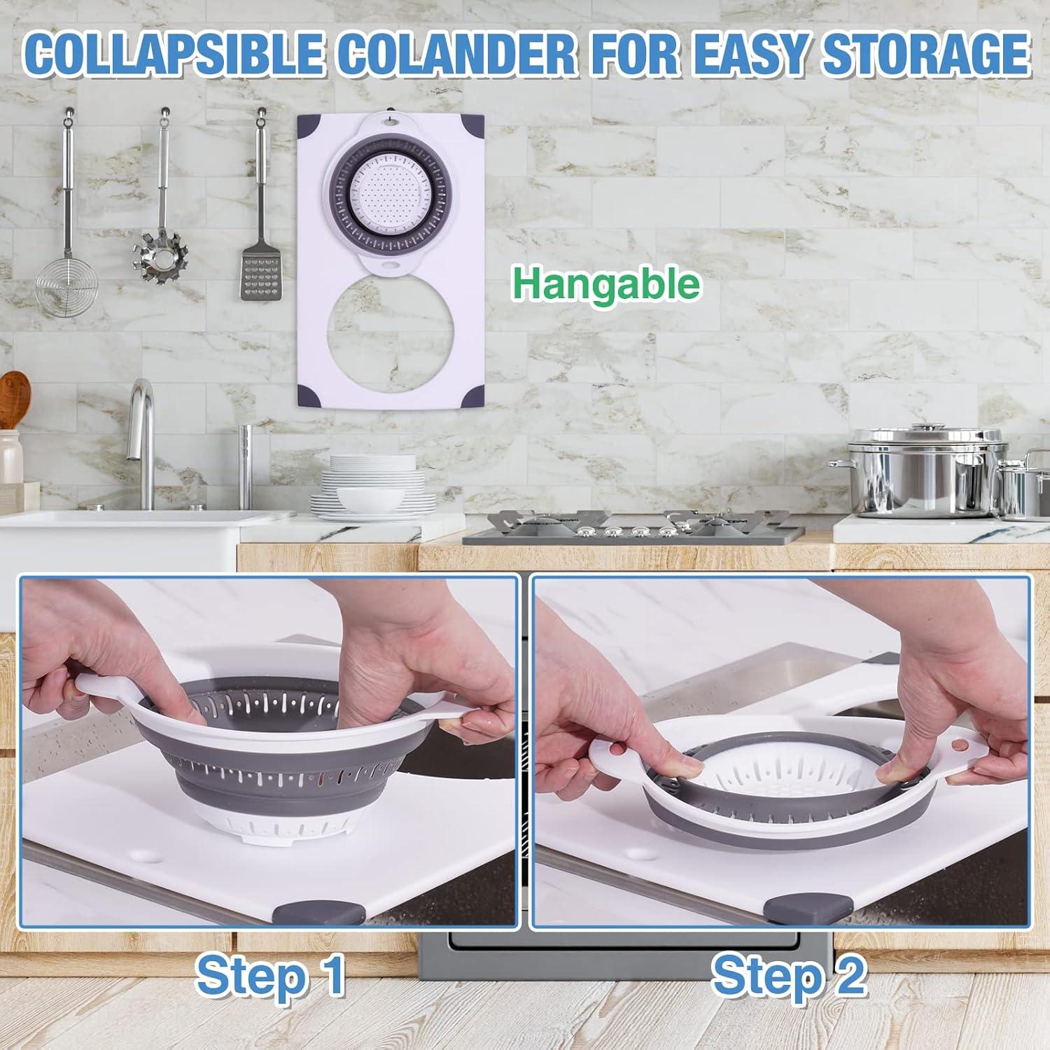 Tabla de Cortar NiHome 2-en-1 con Colador Plegable 45x28cm