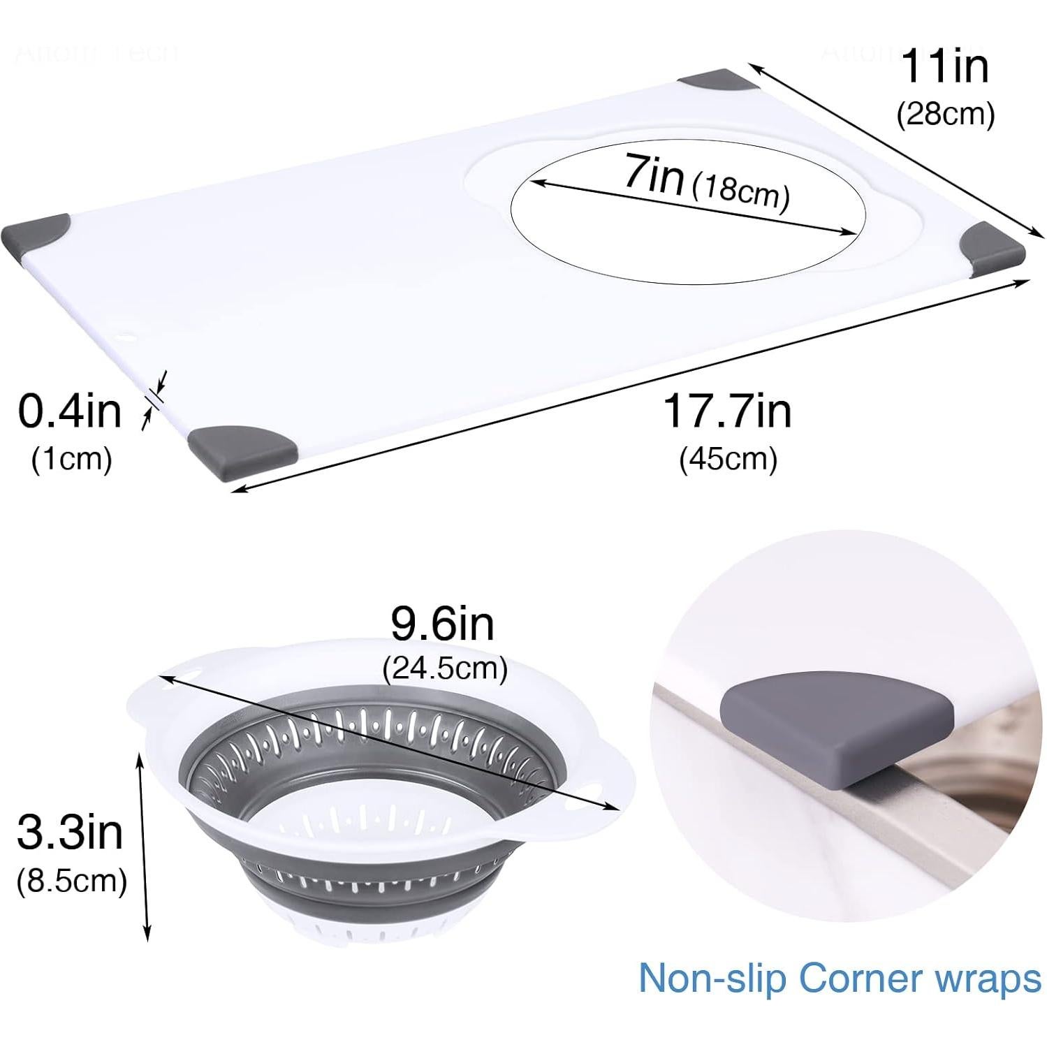 Tabla de Cortar NiHome 2-en-1 con Colador Plegable 45x28cm