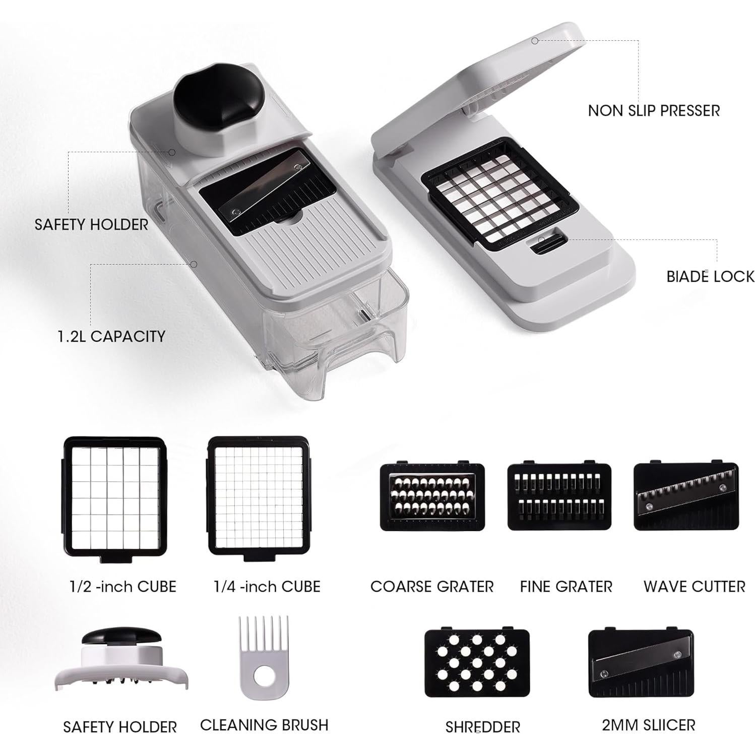 Cortador Mandolina Multifuncional CAROTE con Contenedor 1.2L