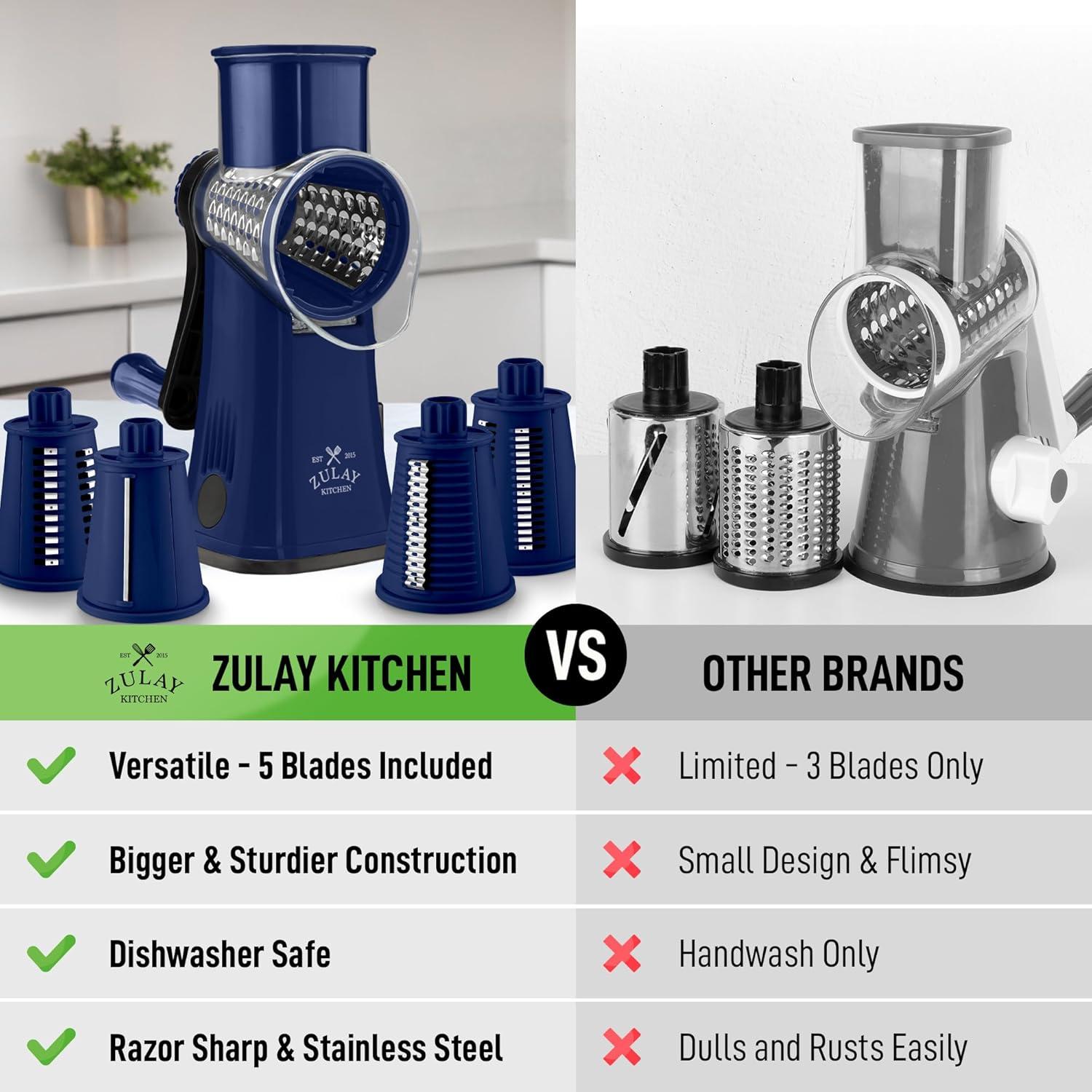 Rallador de Queso Manual Zulay Kitchen 5 Cuchillas Zafiro