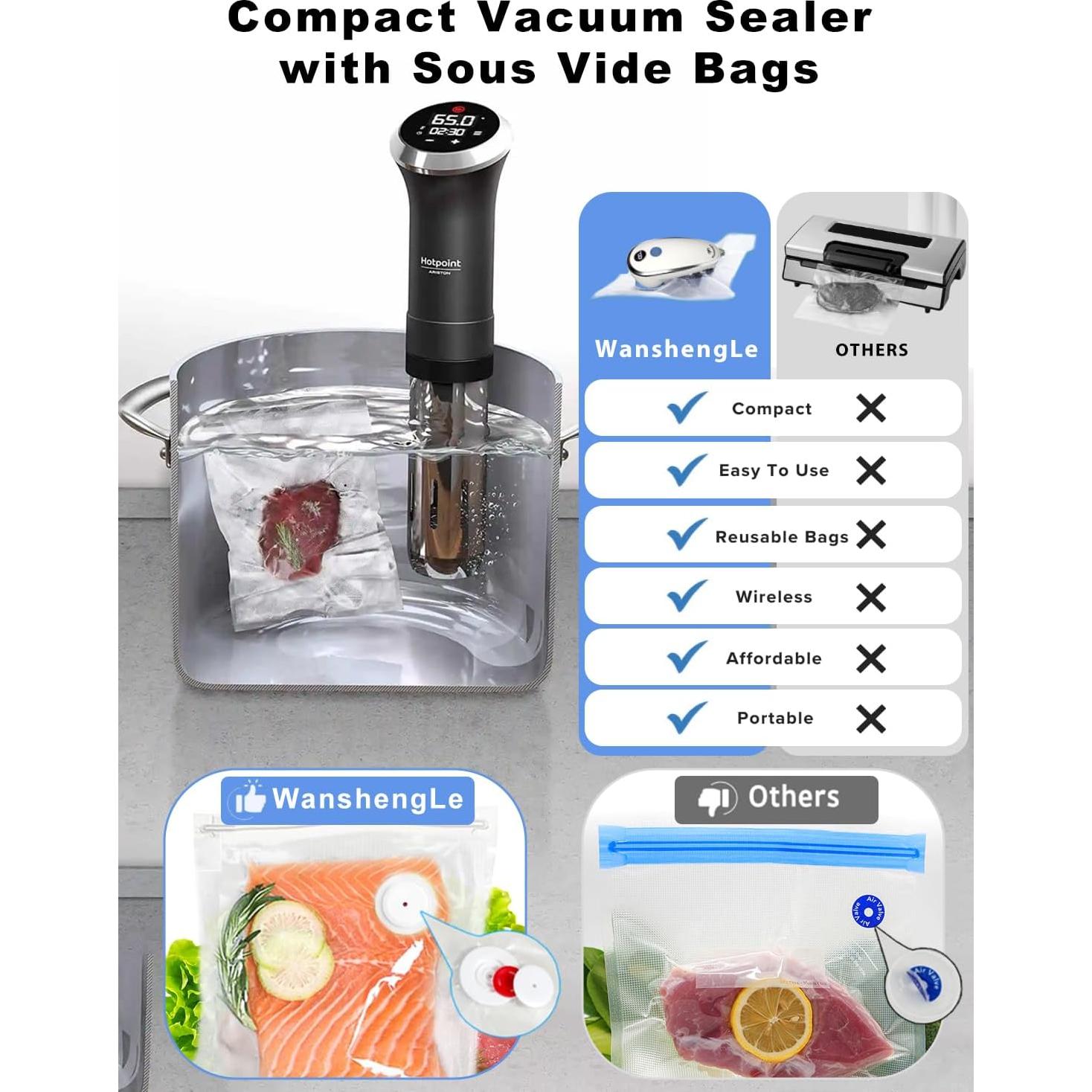 Sellador al Vacío WangshengLe + Contenedor Vidrio + 5 Bolsas