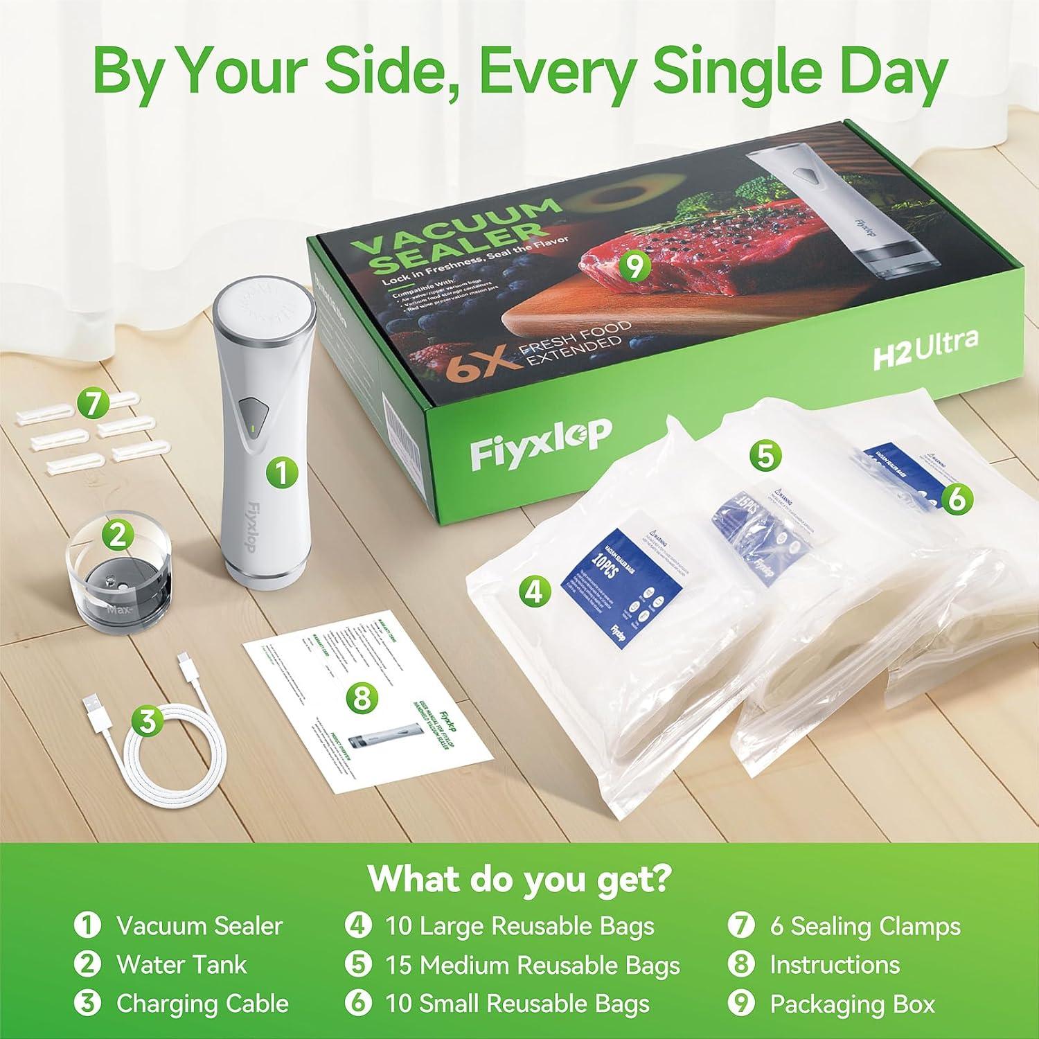 Sellador de Vacío Fiyxlop Manual + 35 Bolsas Reutilizables