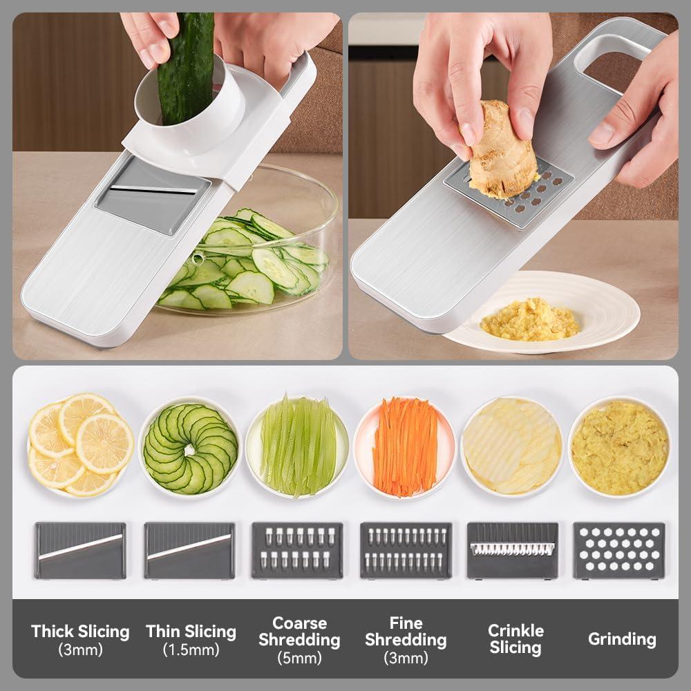 Cortador de Mandolina KEOUKE Acero Inoxidable 6 Cuchillas