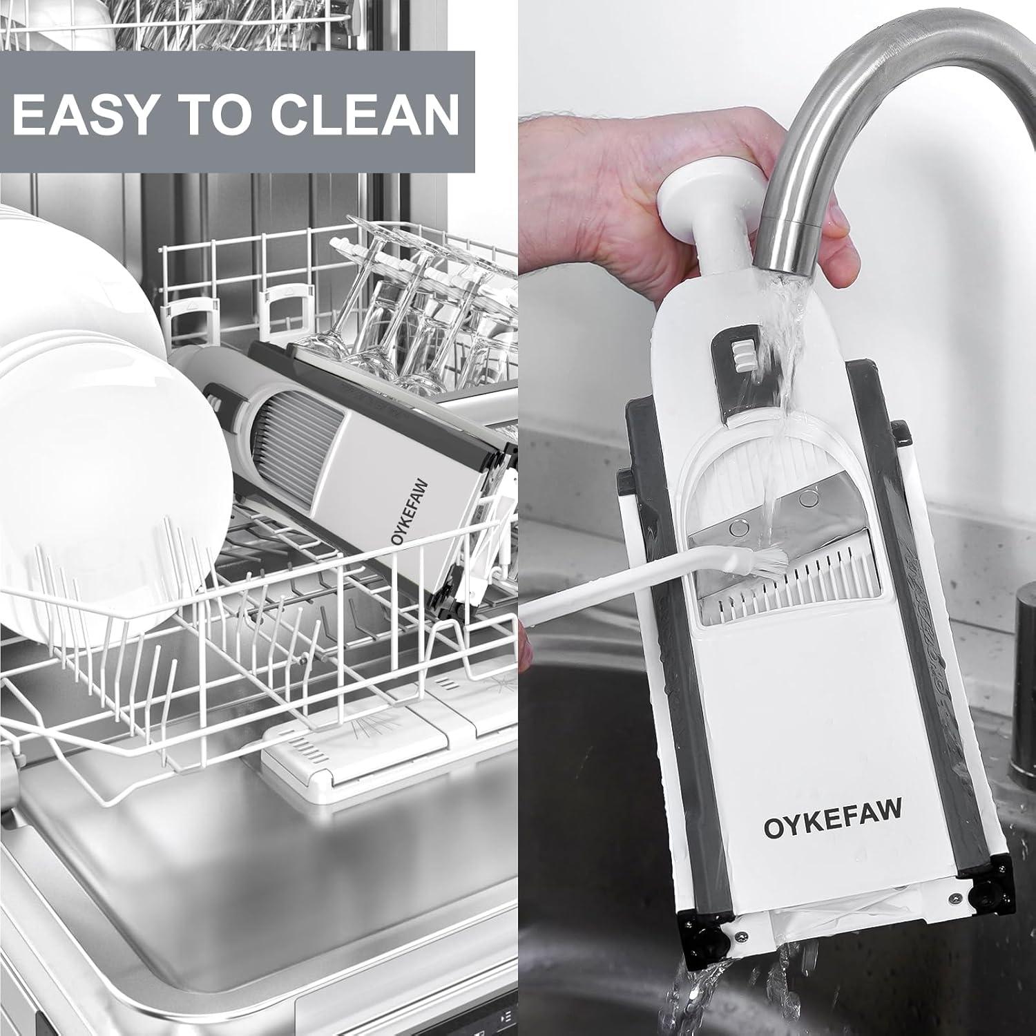 Rebanador Mandolina OYKEFAW 5 en 1 Ajustable 0.1-8mm Gris