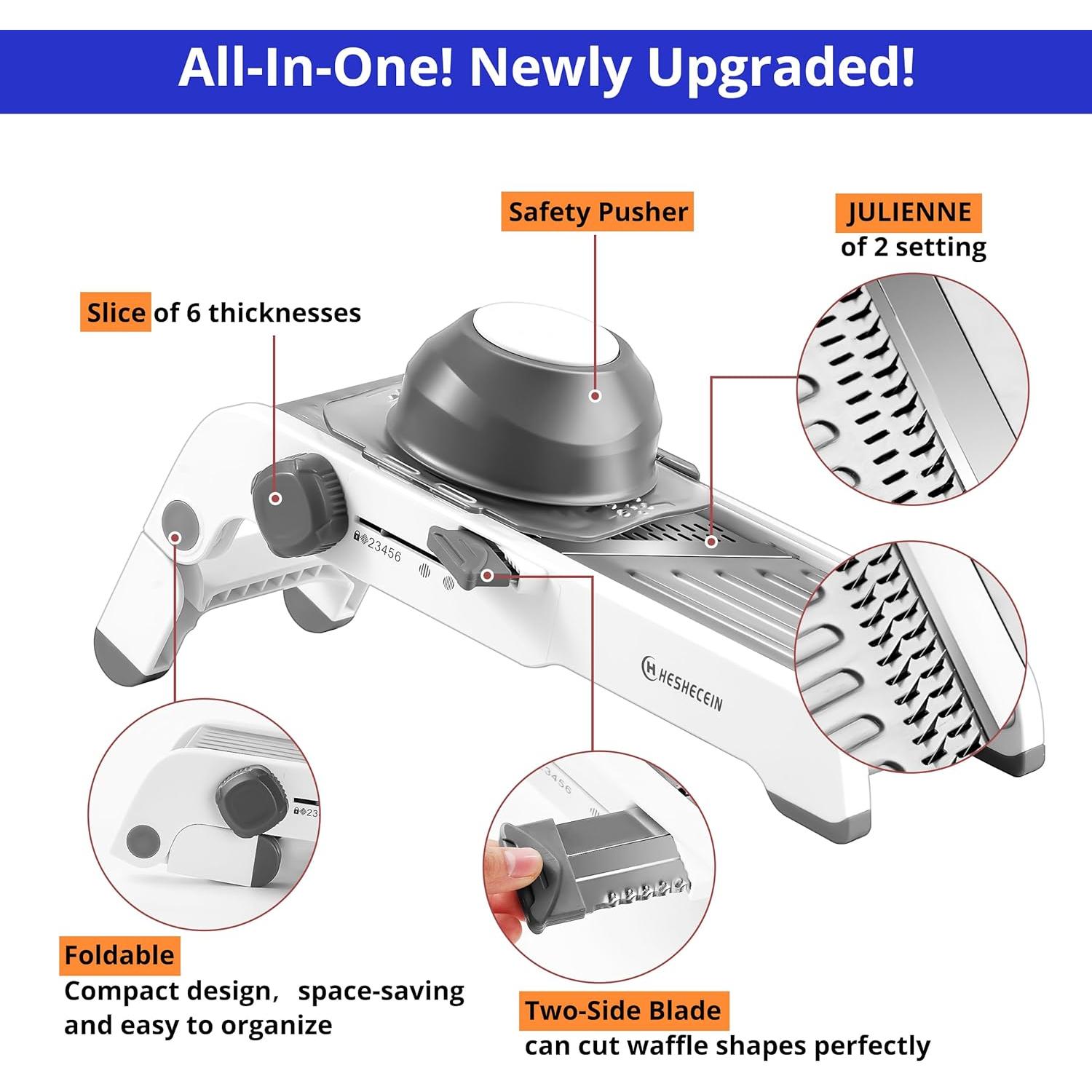 Cortador de Mandolina 24 en 1 H HESHECEIN con Cuchilla para Waffles