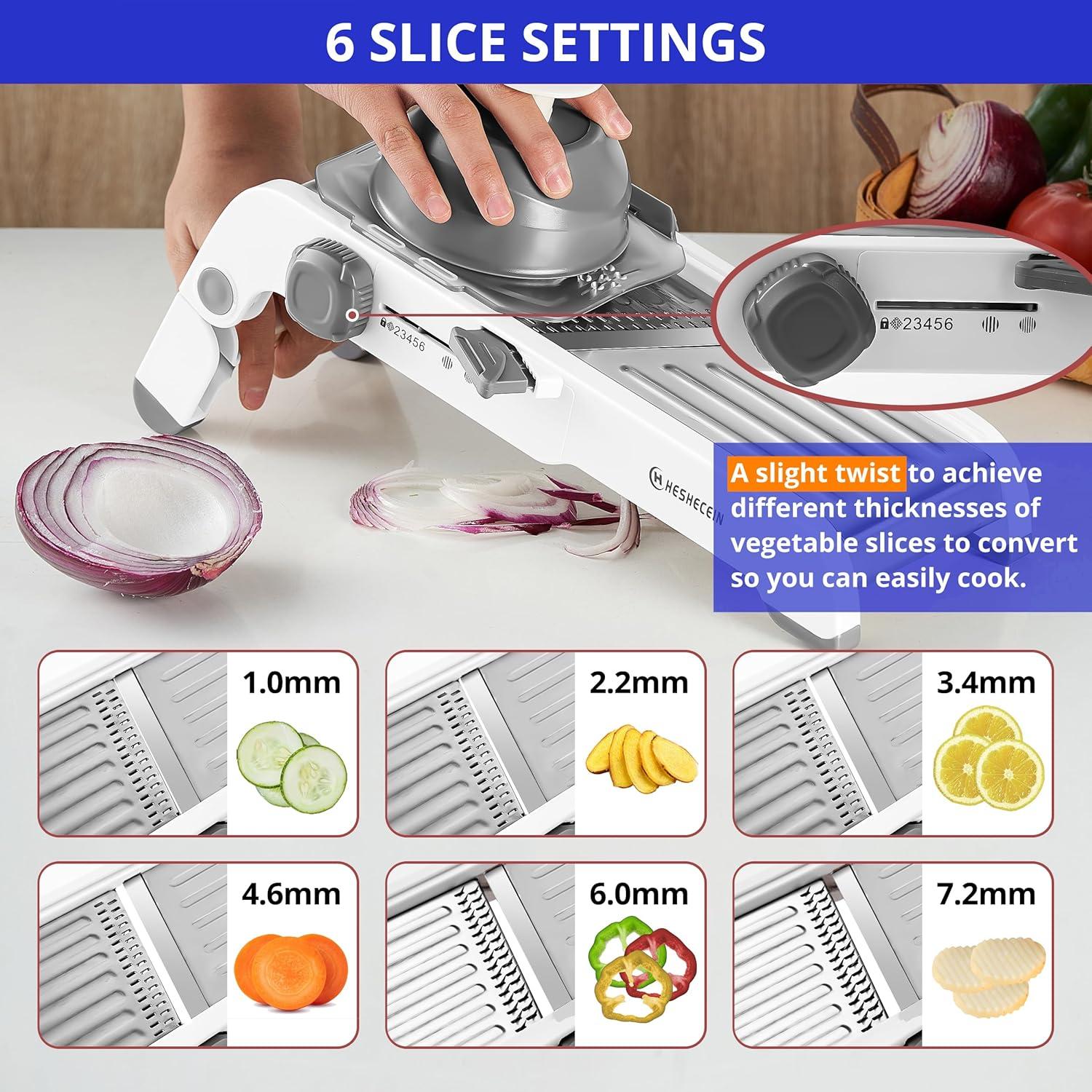 Cortador de Mandolina 24 en 1 H HESHECEIN con Cuchilla para Waffles