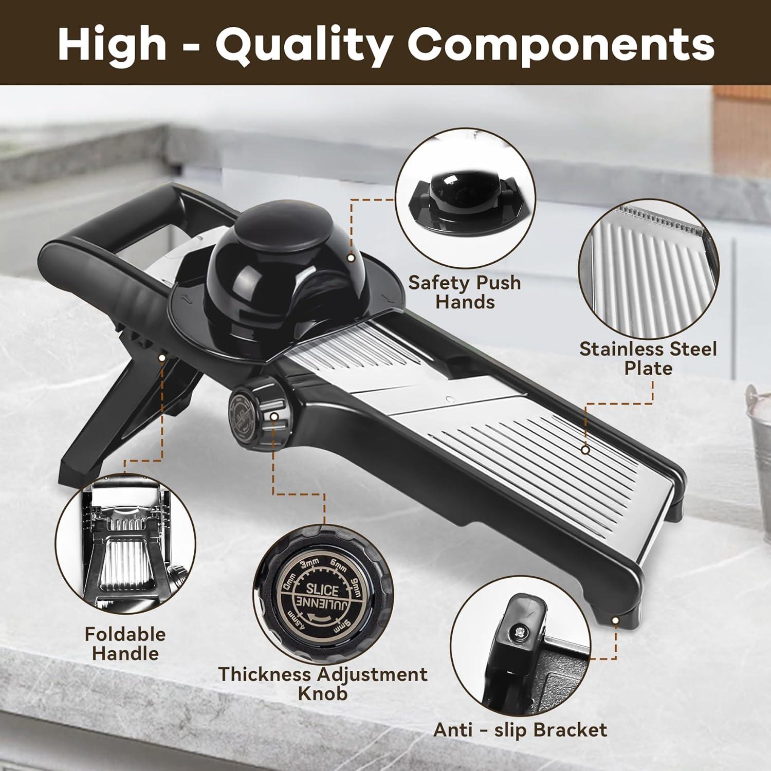 Cortador de Mandolina NIOSAVM de Acero Inoxidable con Guantes