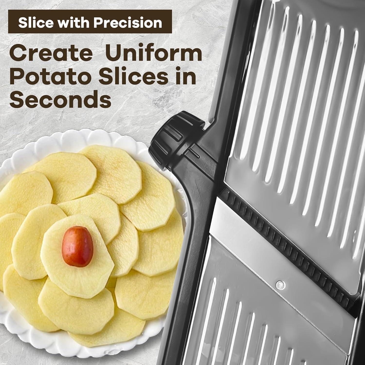 Cortador de Mandolina NIOSAVM de Acero Inoxidable con Guantes