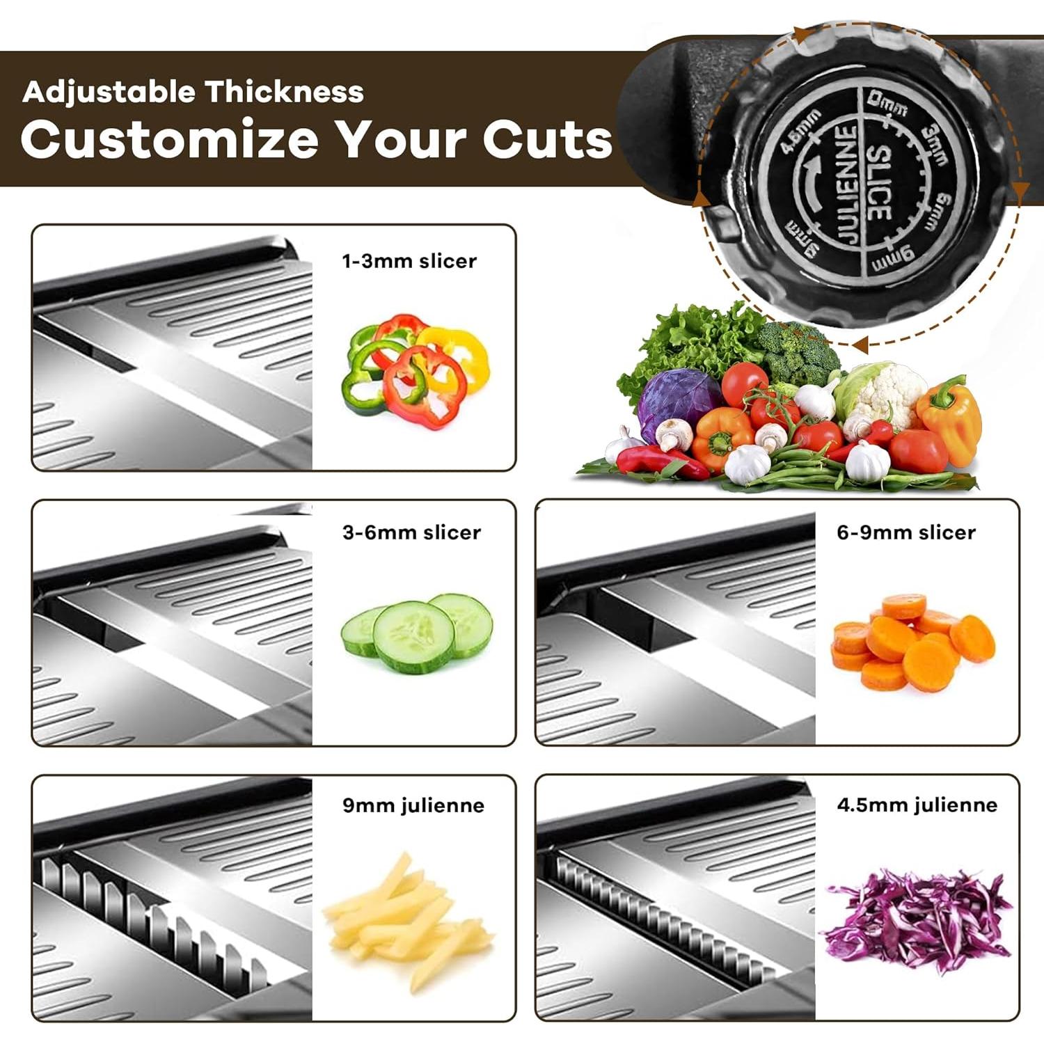 Cortador de Mandolina NIOSAVM de Acero Inoxidable con Guantes