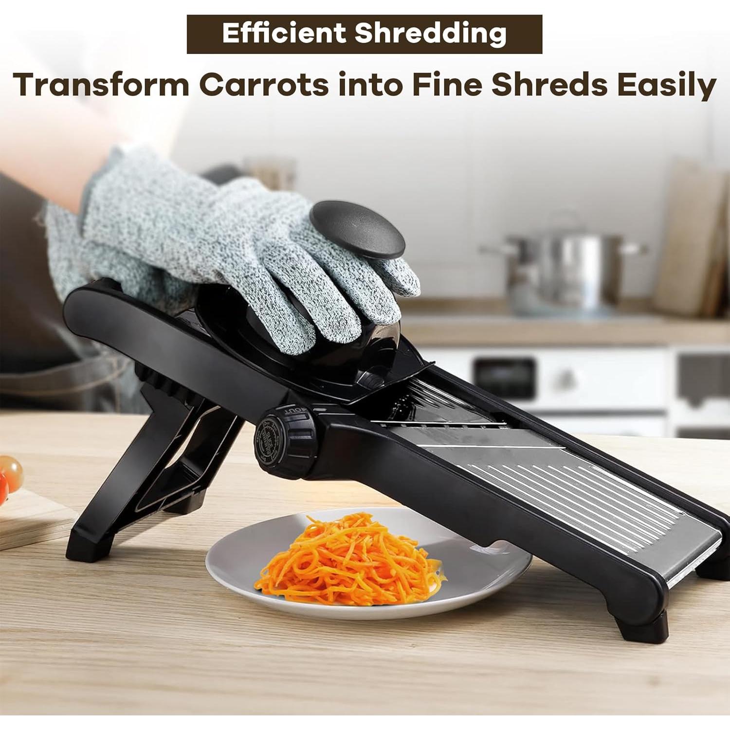 Cortador de Mandolina NIOSAVM de Acero Inoxidable con Guantes