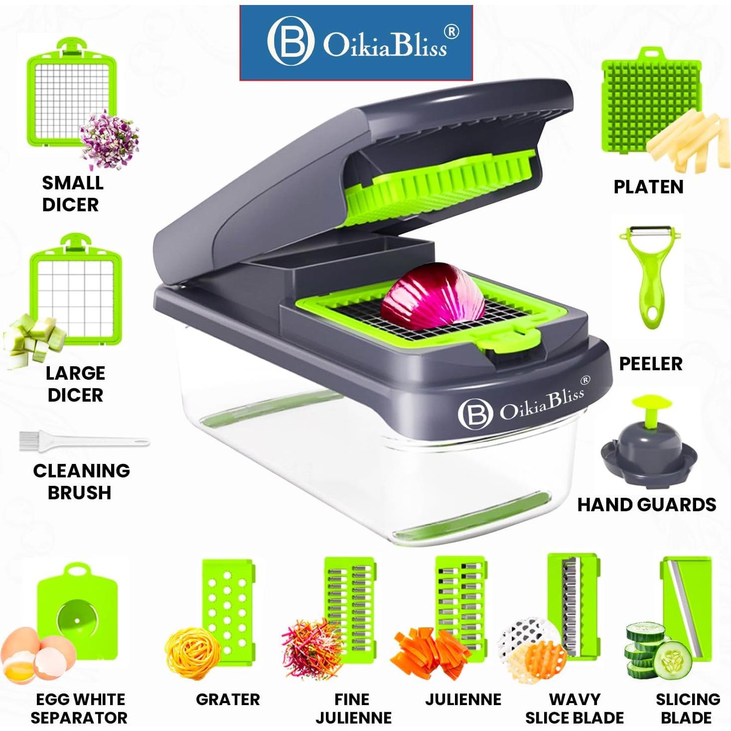 Cortador de Verduras OikiaBliss 15 en 1 Antideslizante Acero Inoxidable