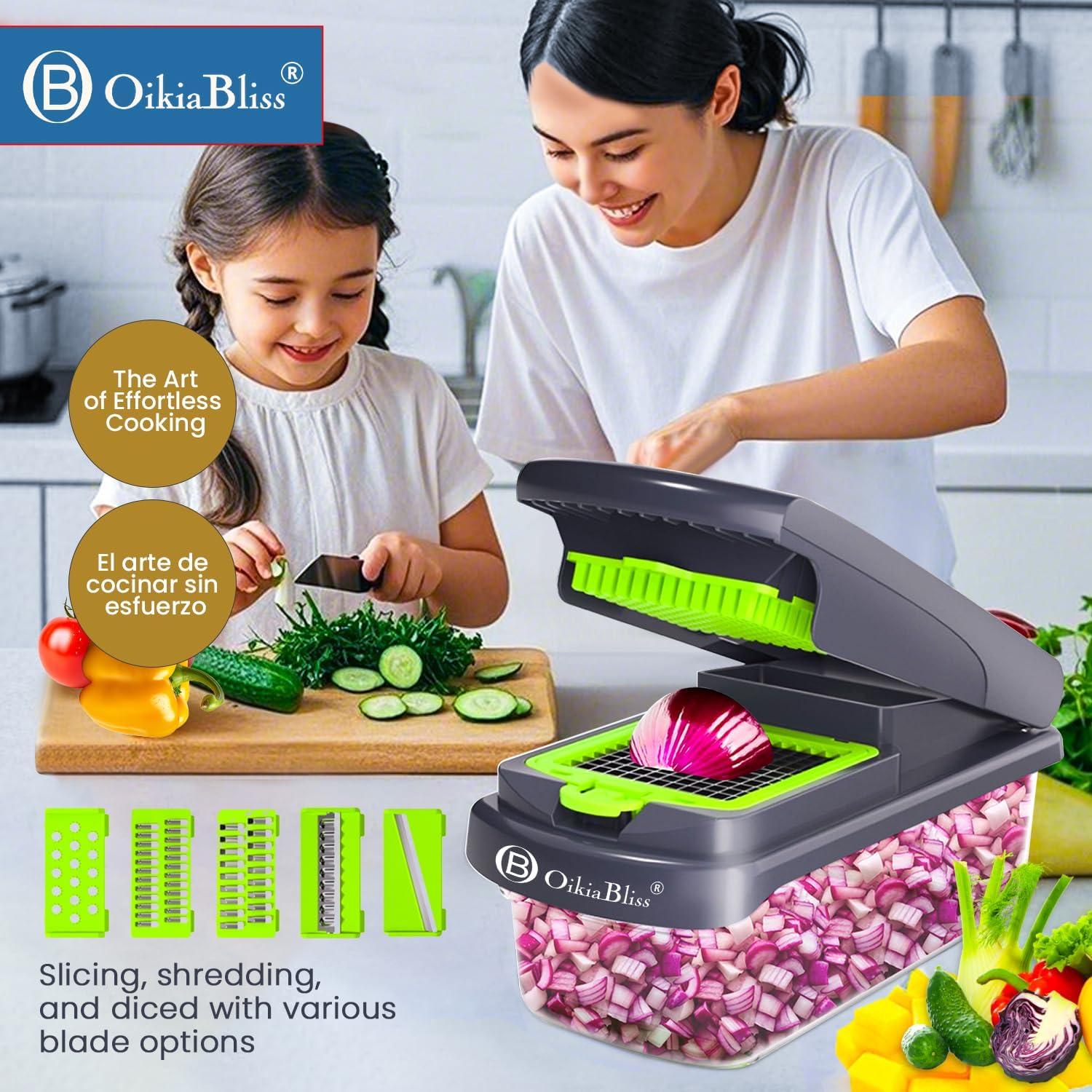 Cortador de Verduras OikiaBliss 15 en 1 Antideslizante Acero Inoxidable
