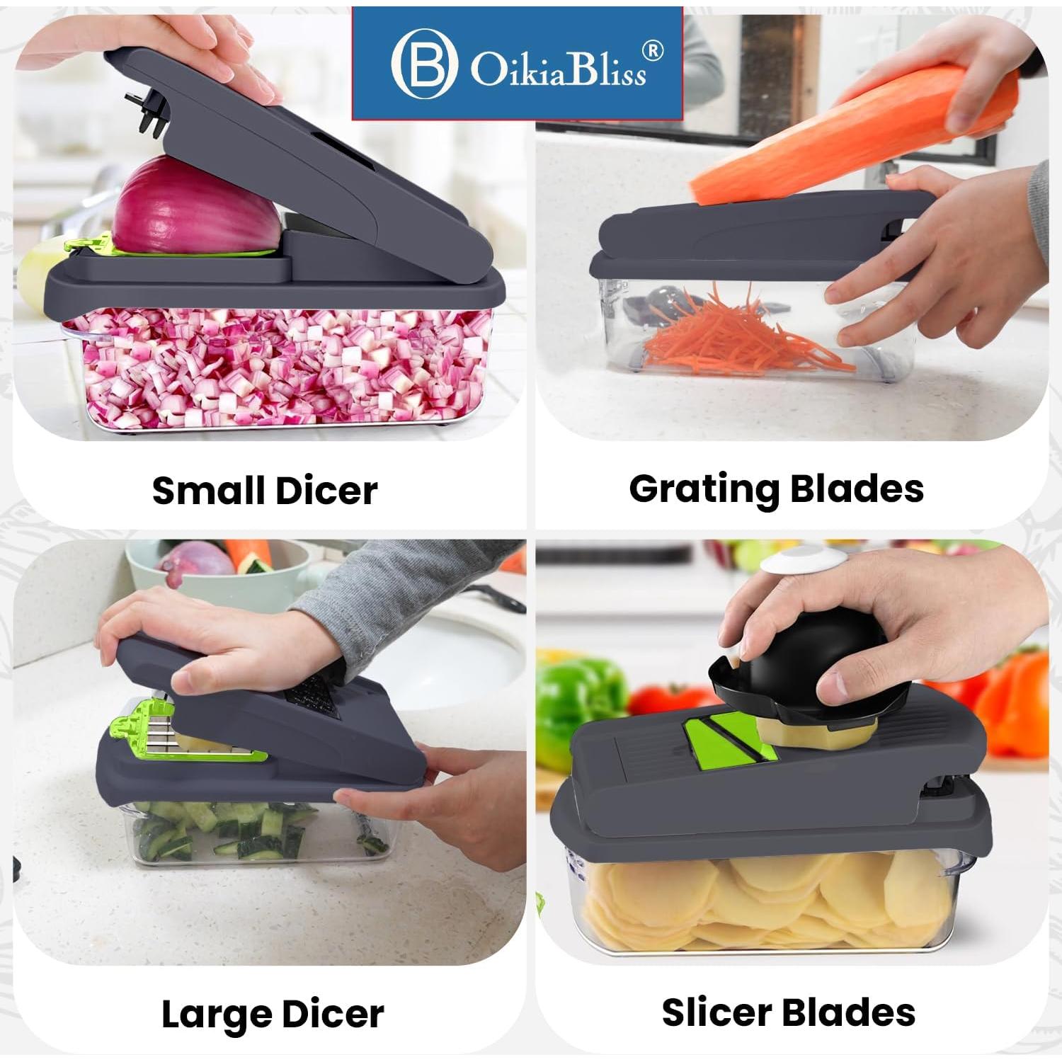 Cortador de Verduras OikiaBliss 15 en 1 Antideslizante Acero Inoxidable