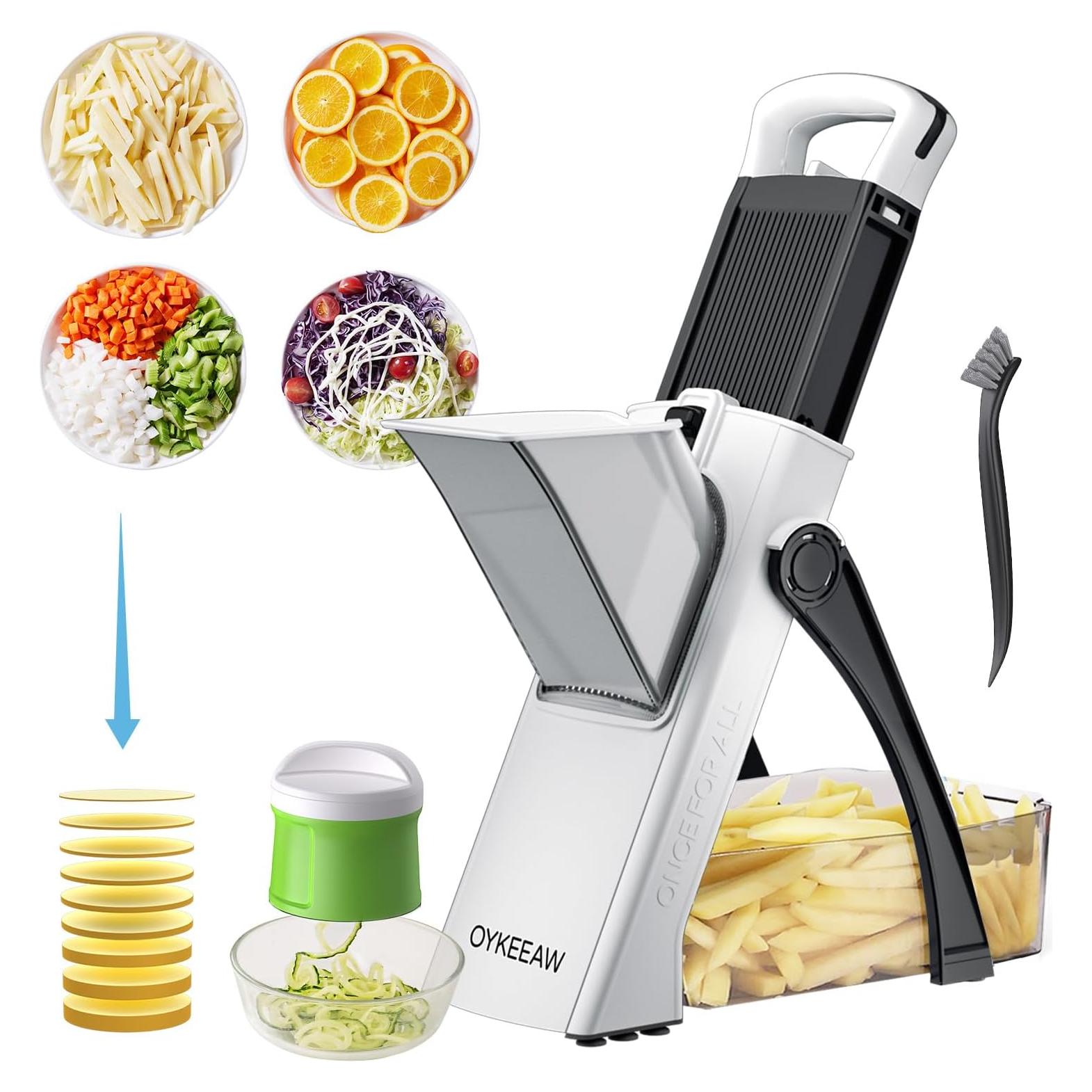 Cortador Mandolina OYKEFAW Negro con Grosor Ajustable 0.1-8mm