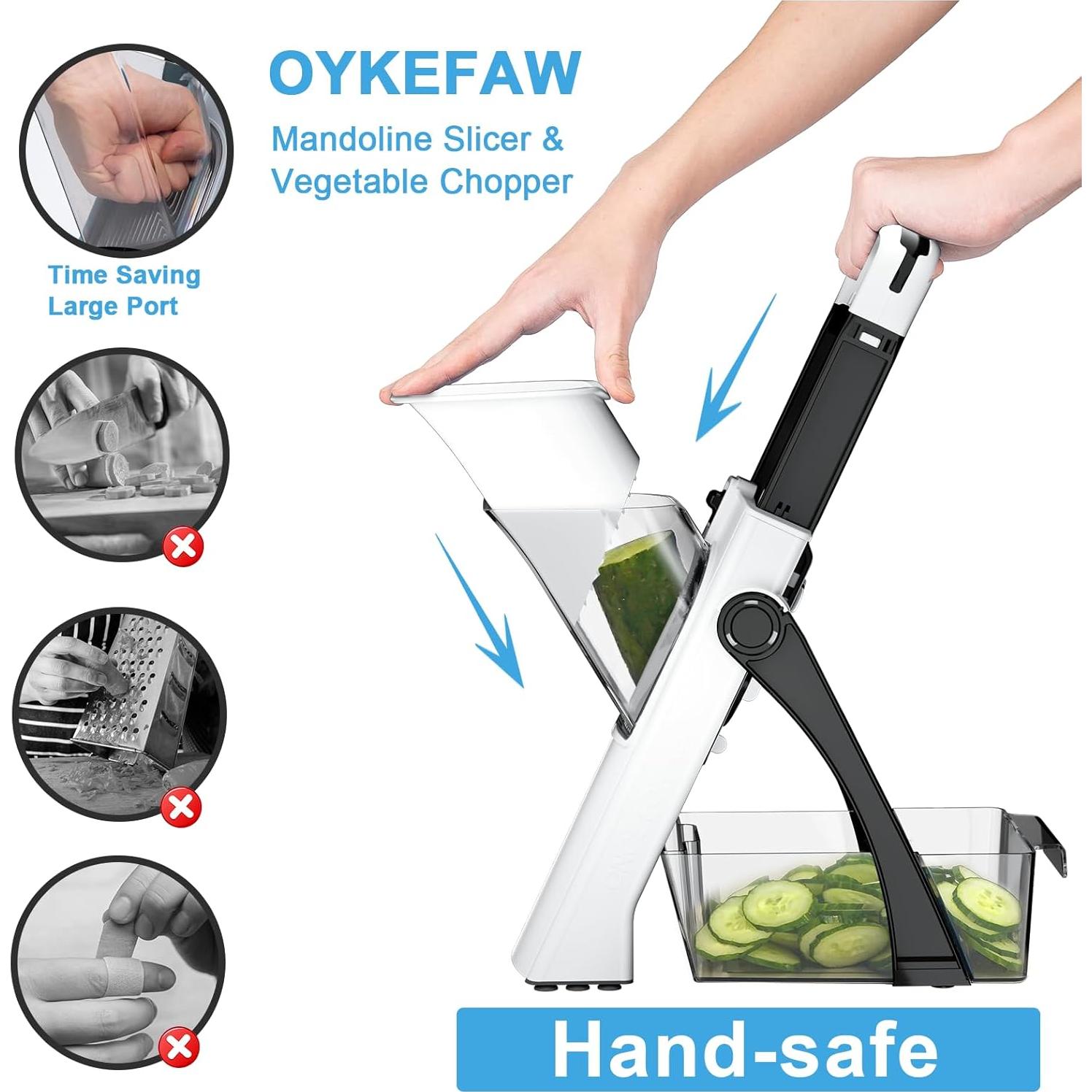 Cortador Mandolina OYKEFAW Negro con Grosor Ajustable 0.1-8mm