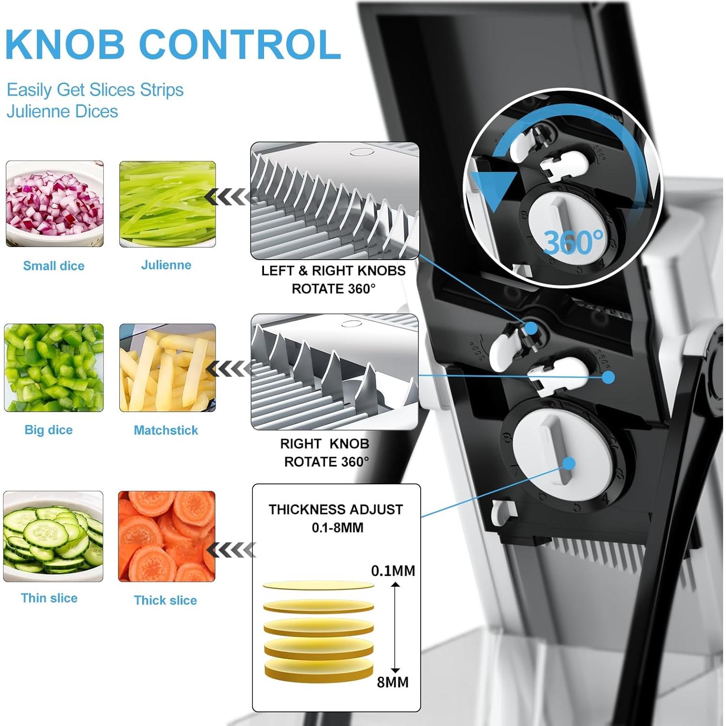 Cortador Mandolina OYKEFAW Negro con Grosor Ajustable 0.1-8mm