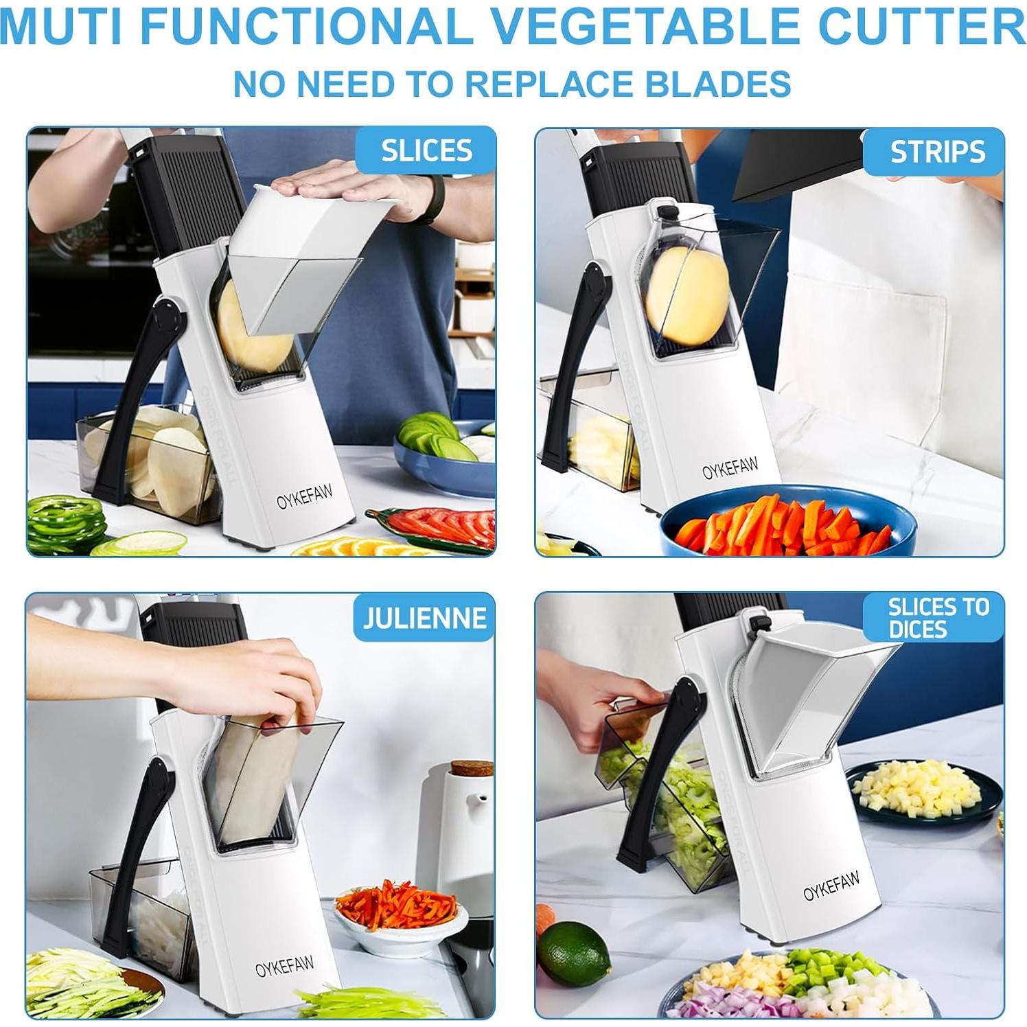 Cortador Mandolina OYKEFAW Negro con Grosor Ajustable 0.1-8mm