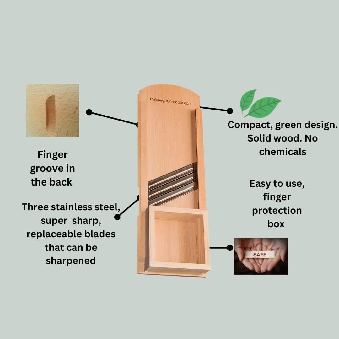 Rallador de Repollo CabbageShredder.com - Madera, Manual, 57.15 cm