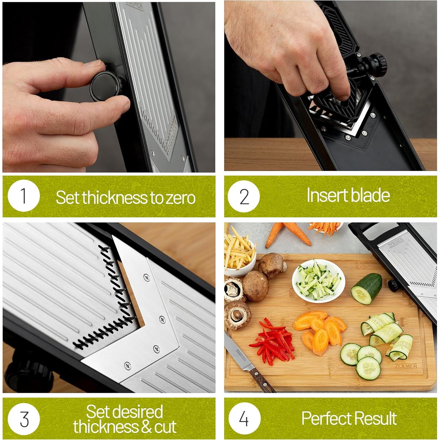 Cortador de Mandolina ZOLMER Profesional con Cuchillas Ajustables