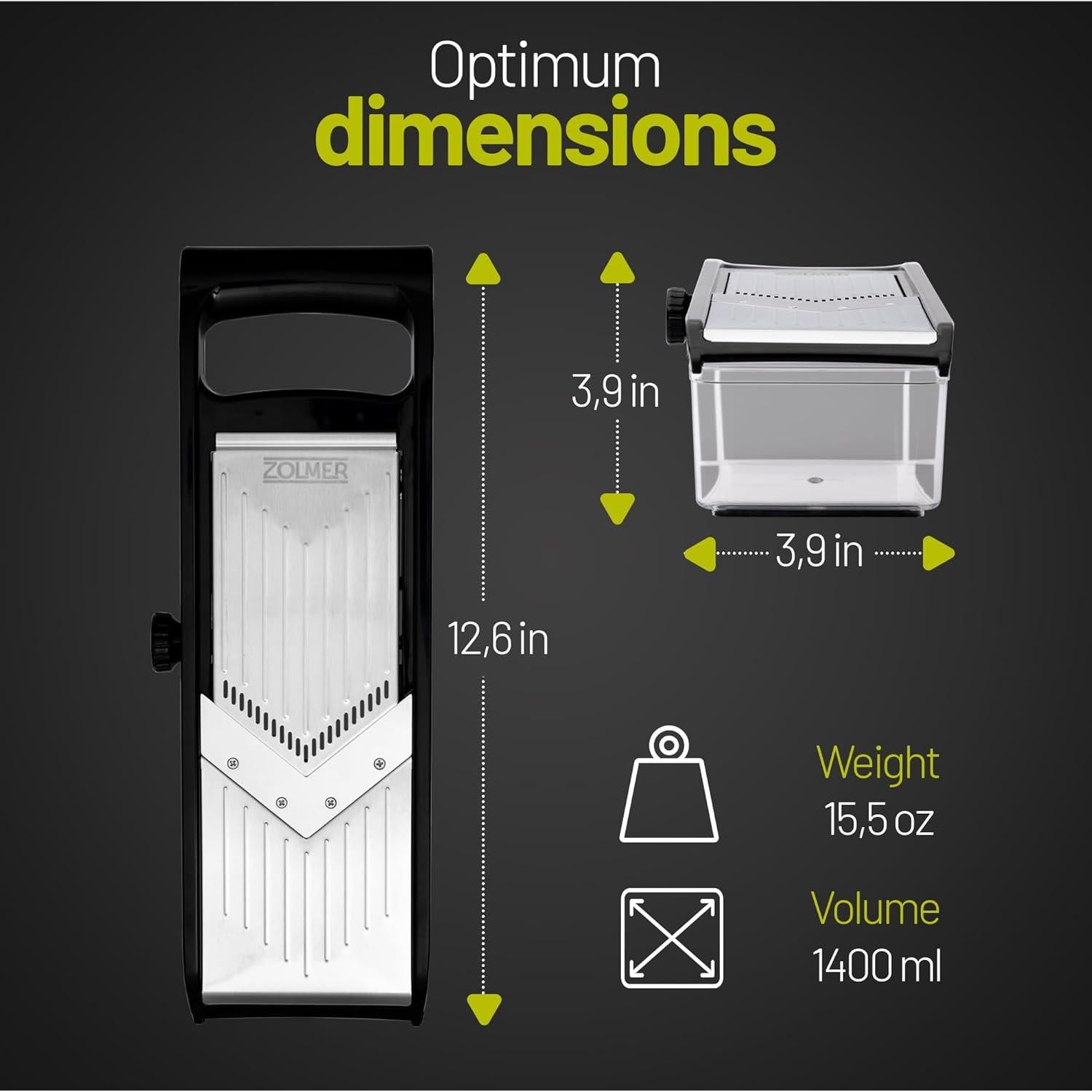 Cortador de Mandolina ZOLMER Profesional con Cuchillas Ajustables