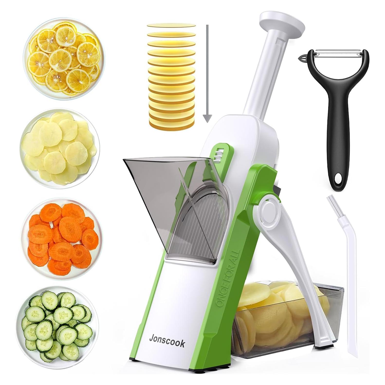 Rebanador Mandolina Jonscook Verde Aguacate 0.1-8 mm Ajustable