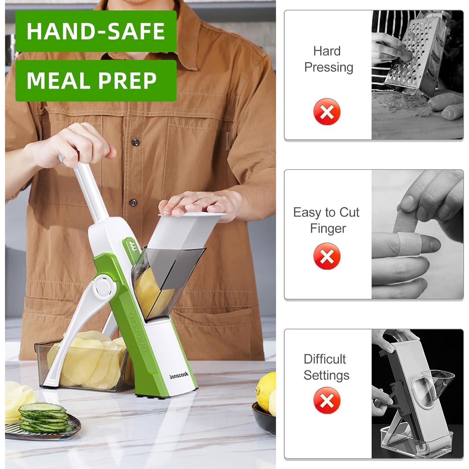 Rebanador Mandolina Jonscook Verde Aguacate 0.1-8 mm Ajustable