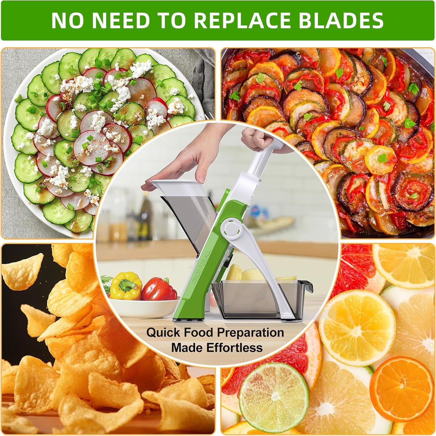 Rebanador Mandolina Jonscook Verde Aguacate 0.1-8 mm Ajustable