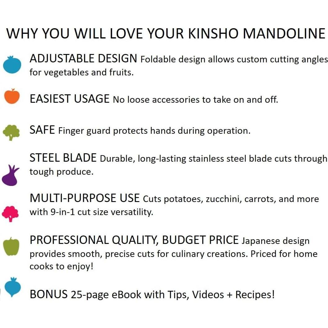 Cortador de Mandolina Ajustable Kinsho 9-en-1 Acero Inoxidable